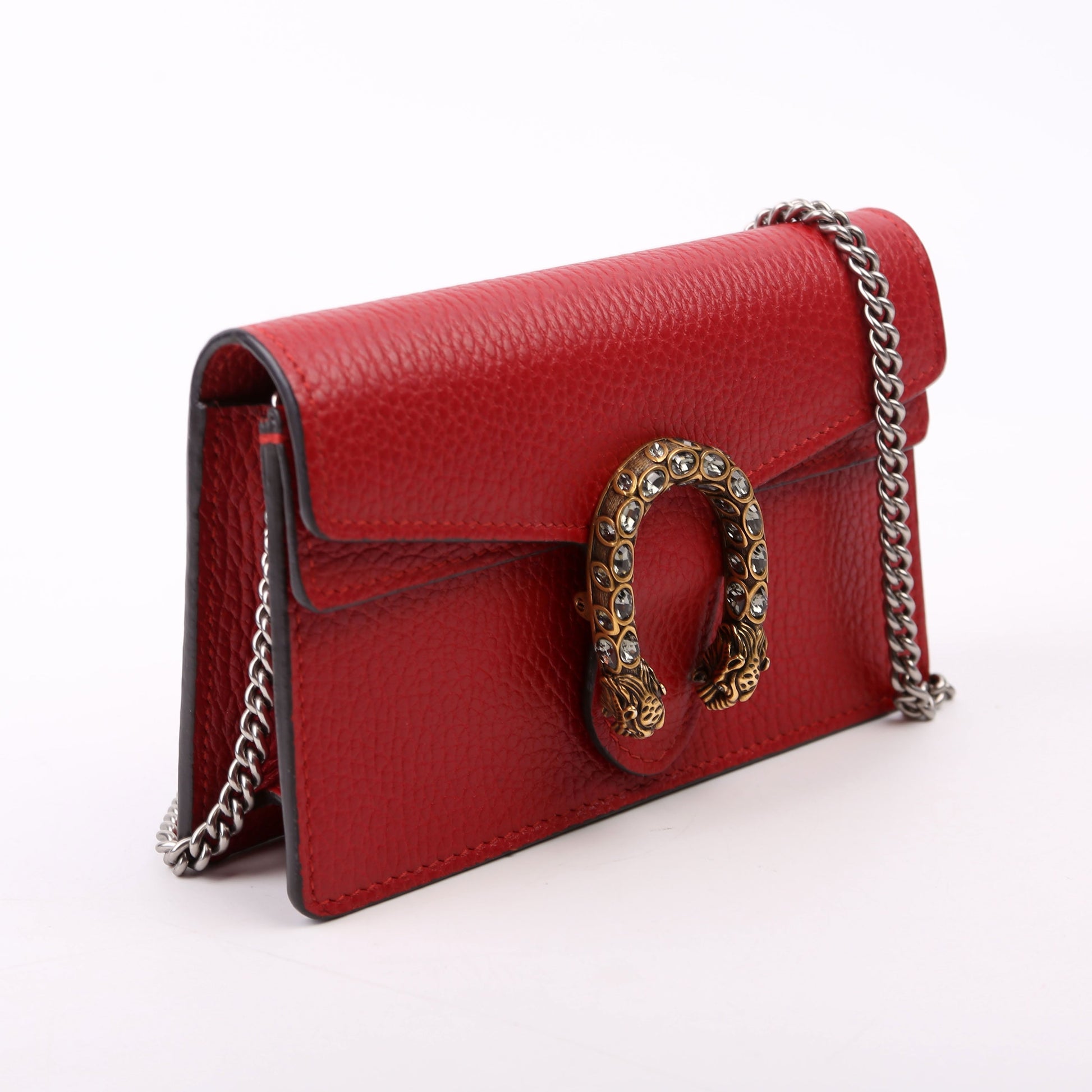 Gucci 476432 Dionysus Leather Super Mini Red Bag