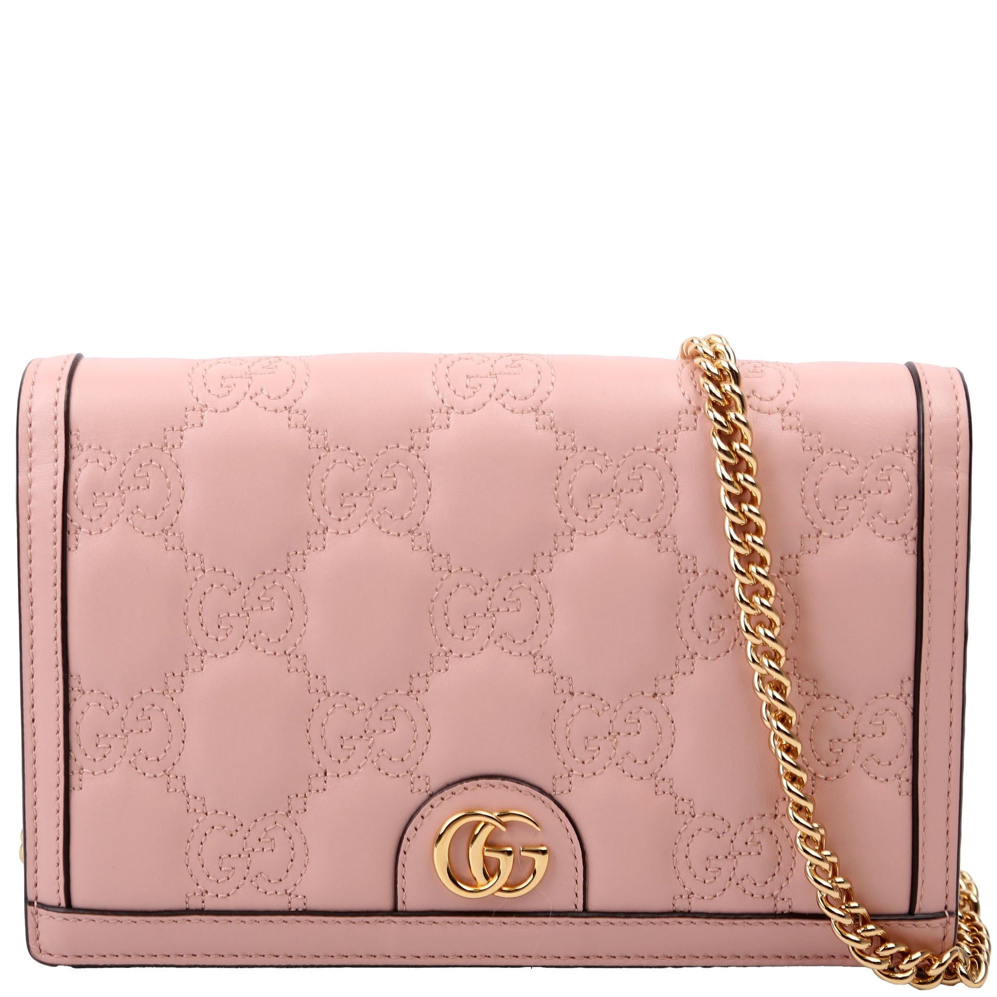 Gucci 723787 GG Matelasse Chain Wallet Pink Bag