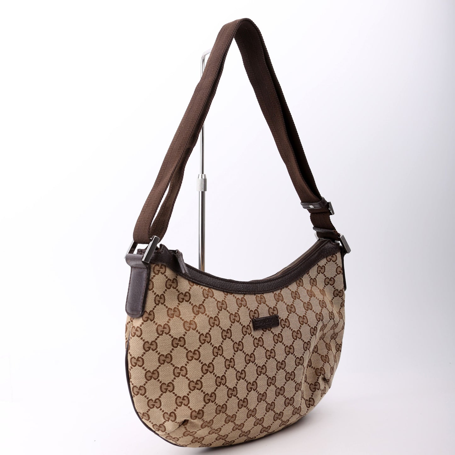 Gucci 181092 GG Canvas Half Moon Hobo Bag