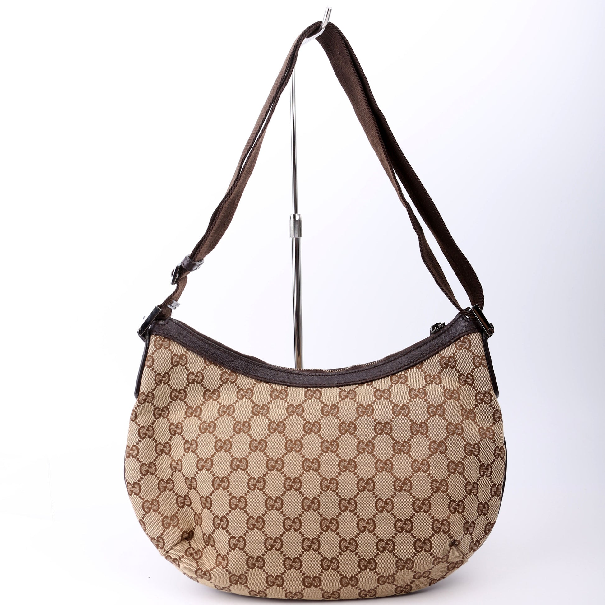 Gucci 181092 GG Canvas Half Moon Hobo Bag