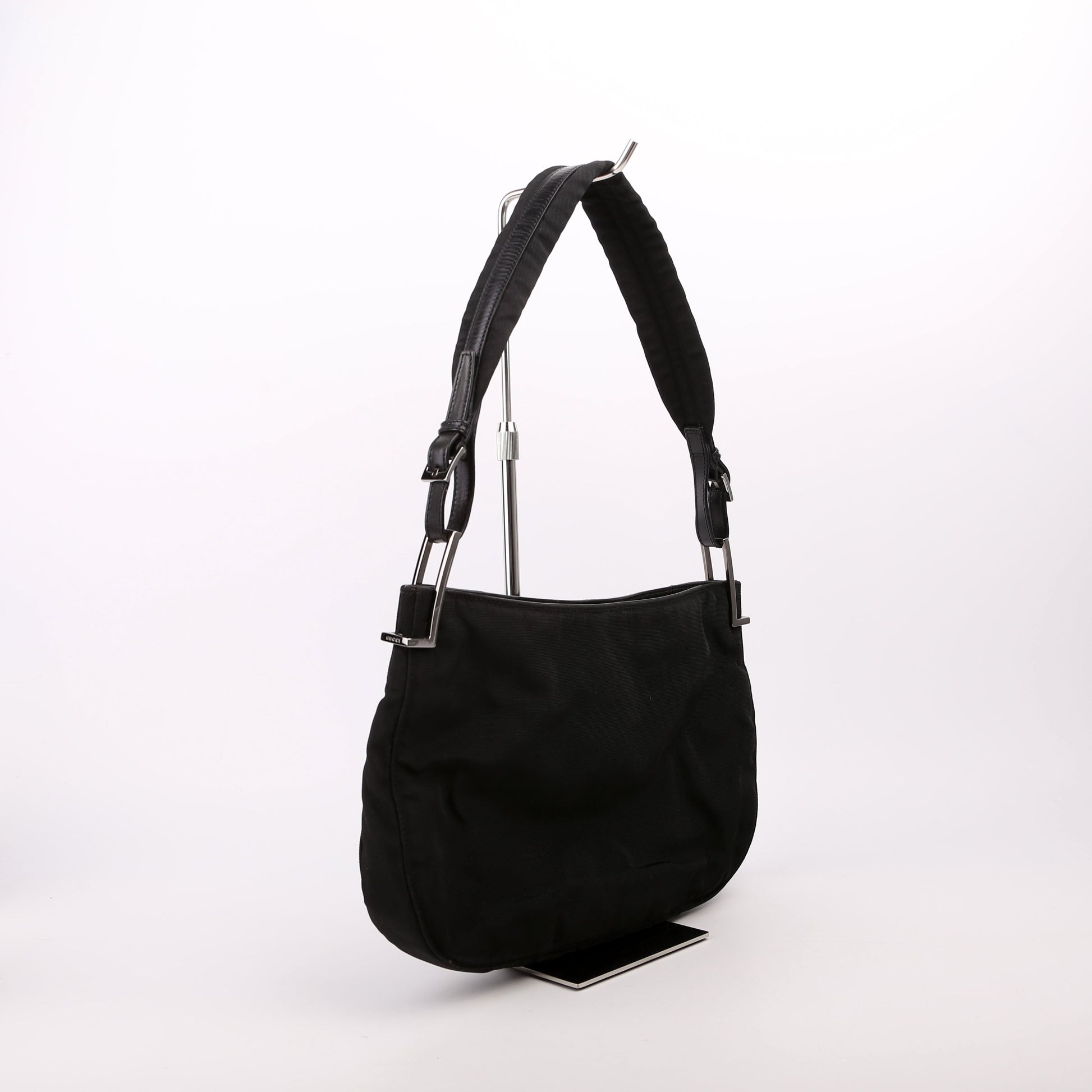 Gucci 001-3193 Nylon Small Hobo Black Bag