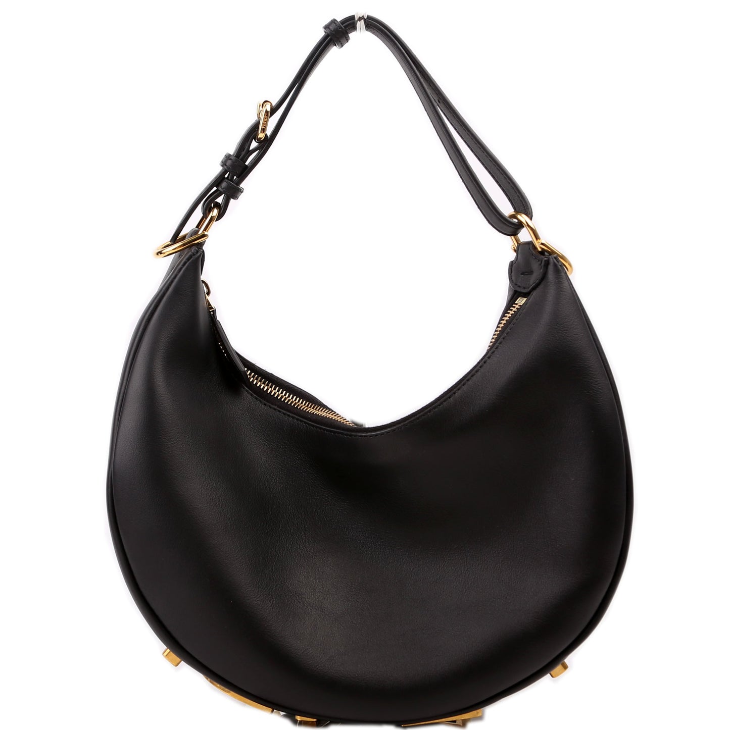 Fendi graphy Small Leather Hobo Black Bag