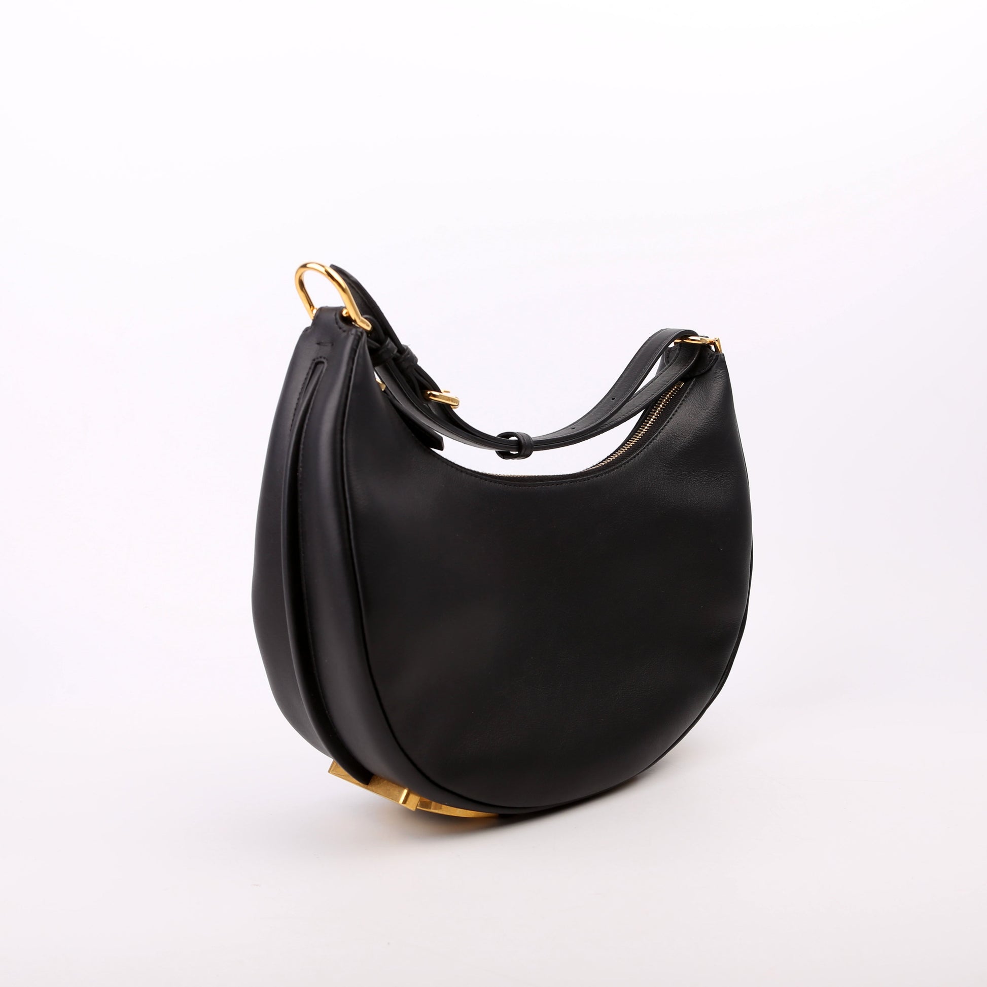 Fendi graphy Small Leather Hobo Black Bag