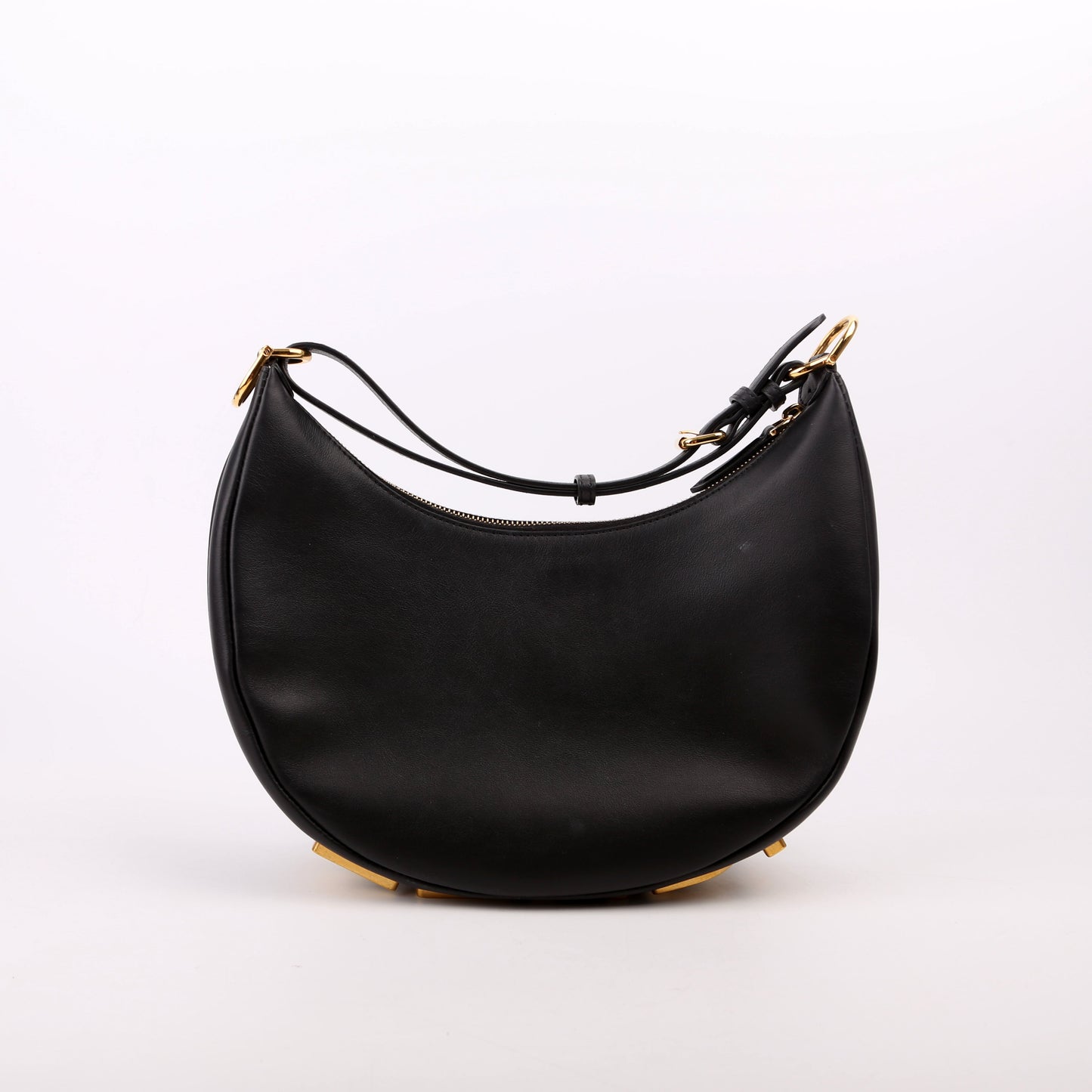 Fendi graphy Small Leather Hobo Black Bag