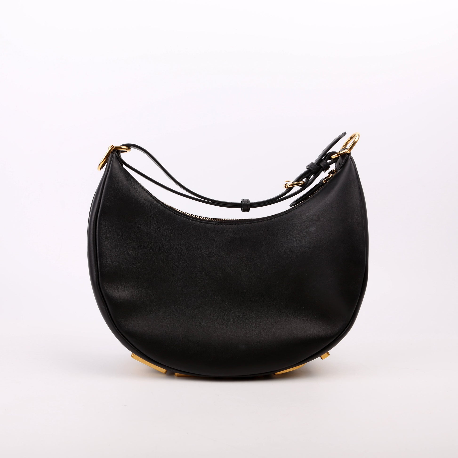 Fendi graphy Small Leather Hobo Black Bag