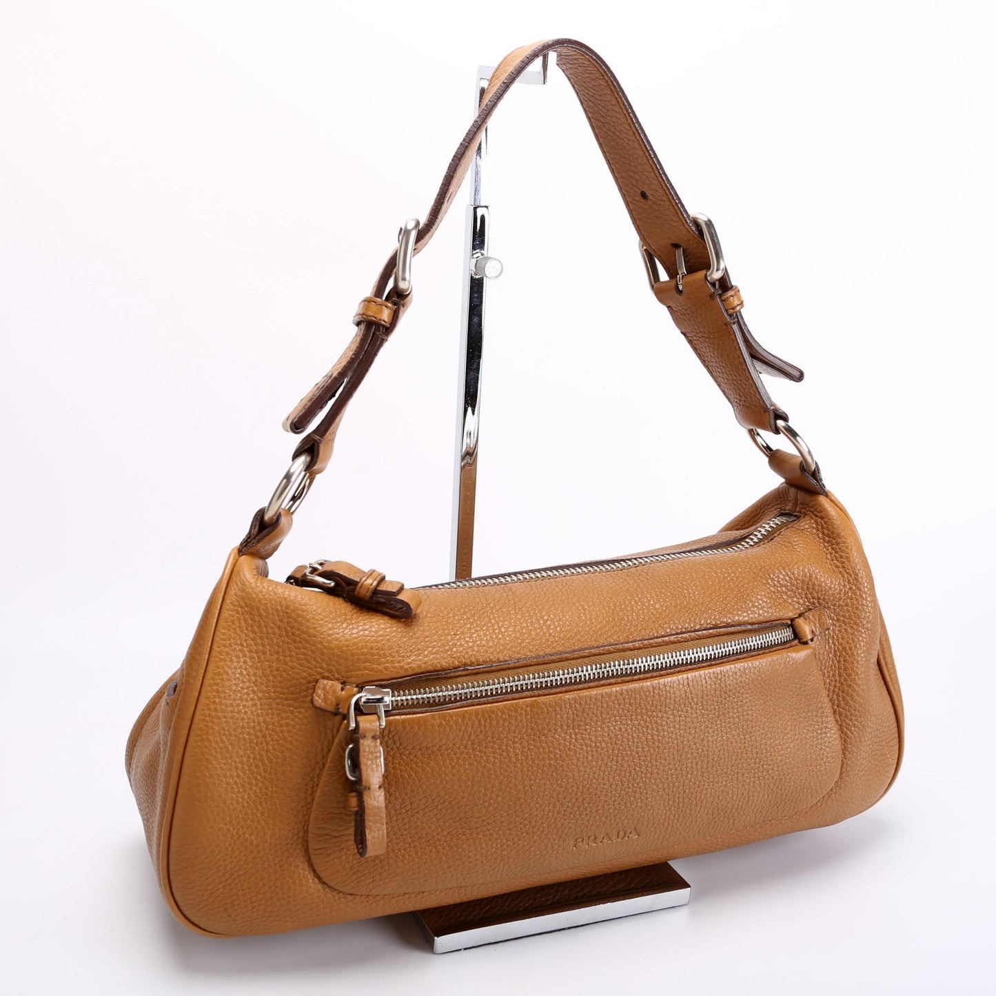 Prada Vitello Daino Small Hobo Brown Bag