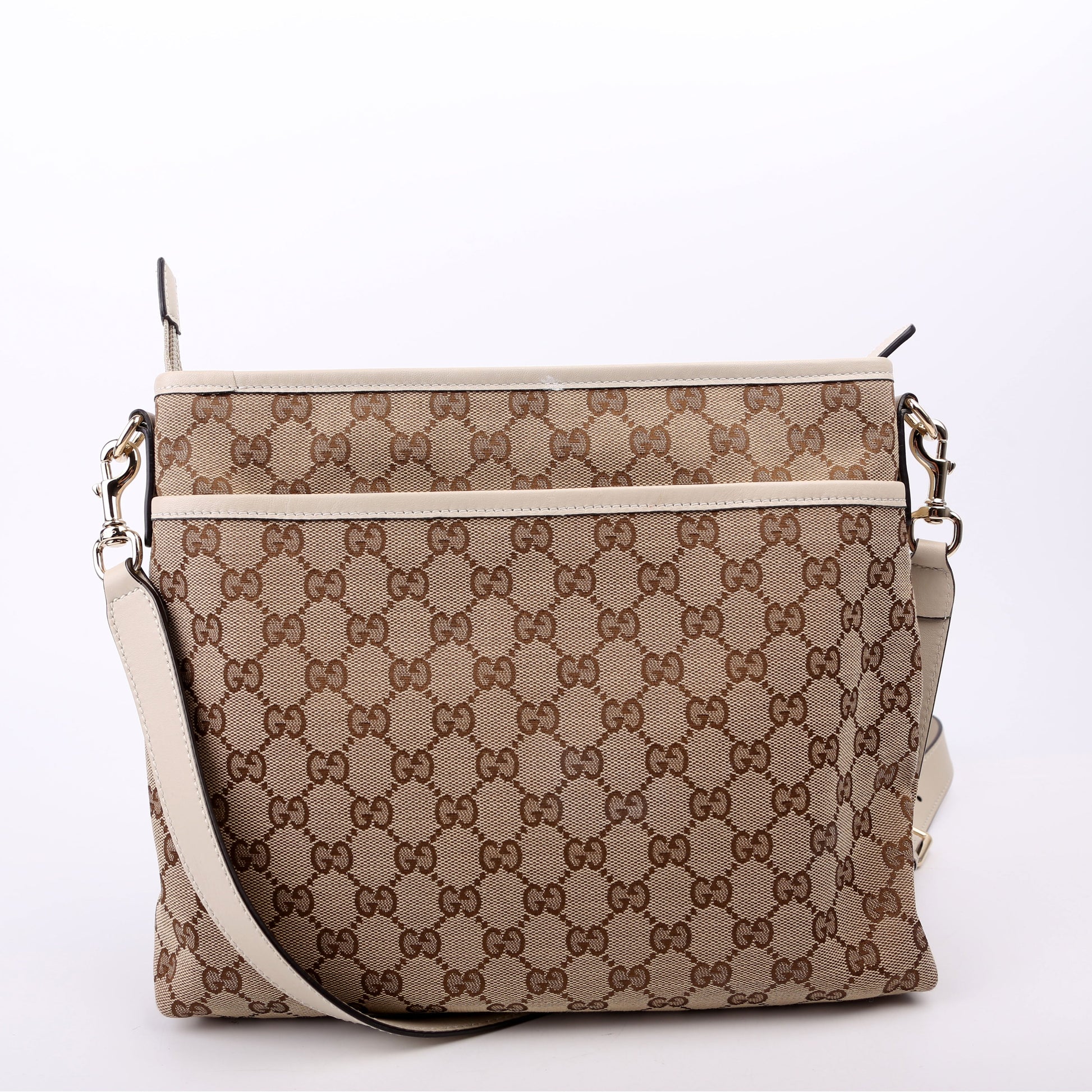Gucci 388924 GG Canvas Crossbody White Bag