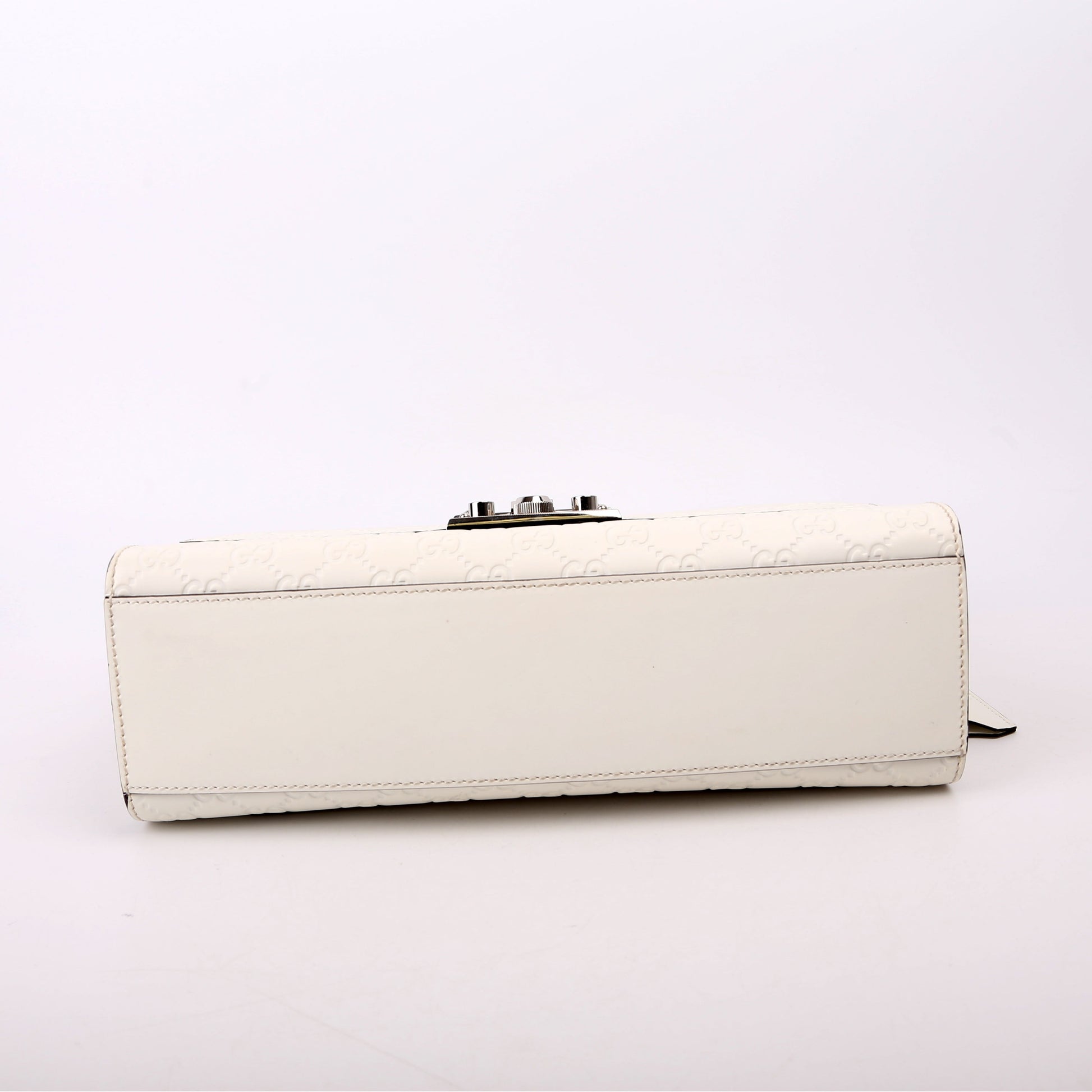 Gucci 409486 Padlock GG Leather Shoulder Medium White Bag