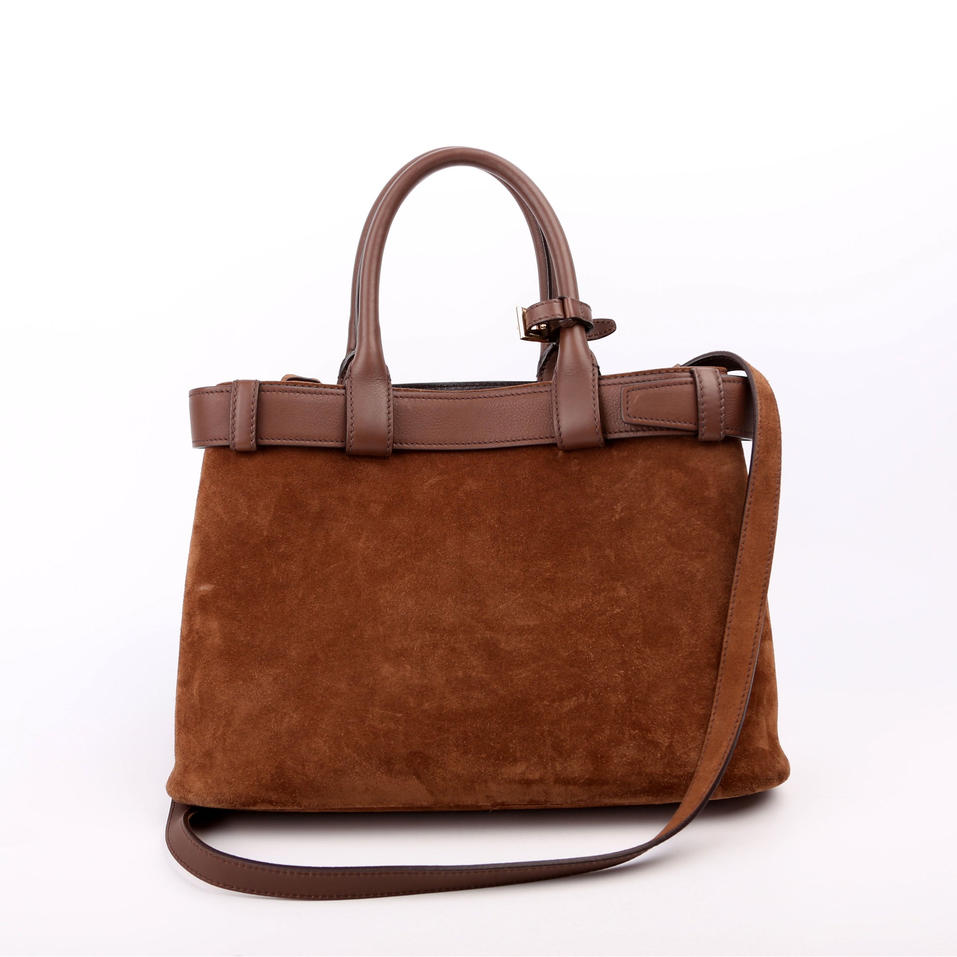 Prada Buckle With Belt Scamosciate Small Brown Bag