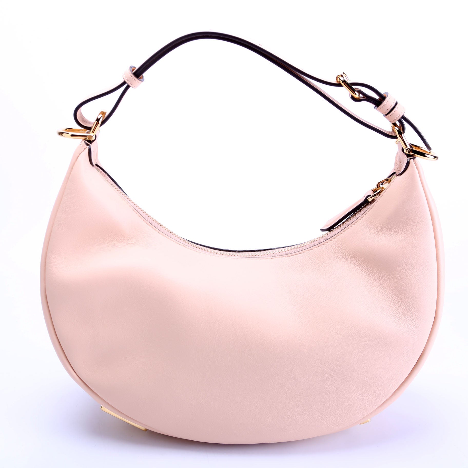 Fendi 8BR798graphy Small Leather Hobo Nude Bag
