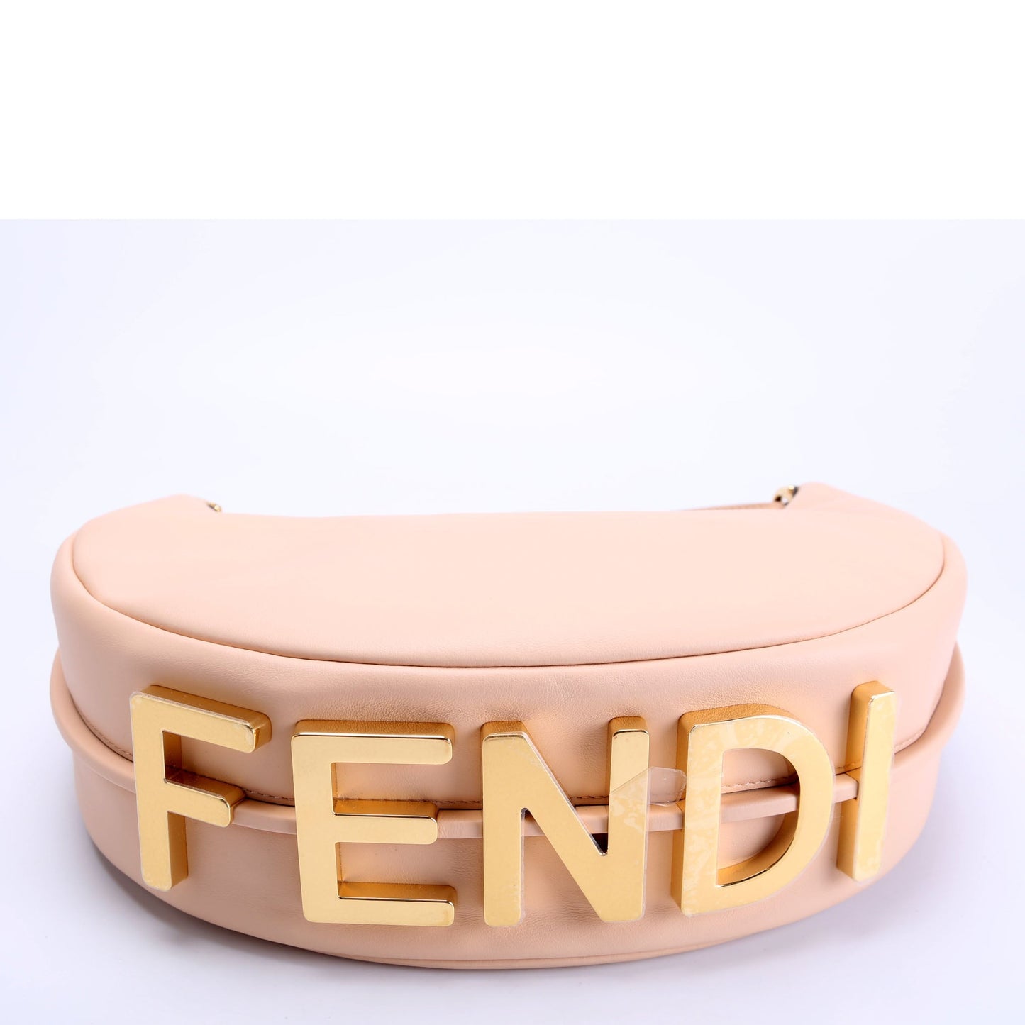 Fendi 8BR798graphy Small Leather Hobo Nude Bag