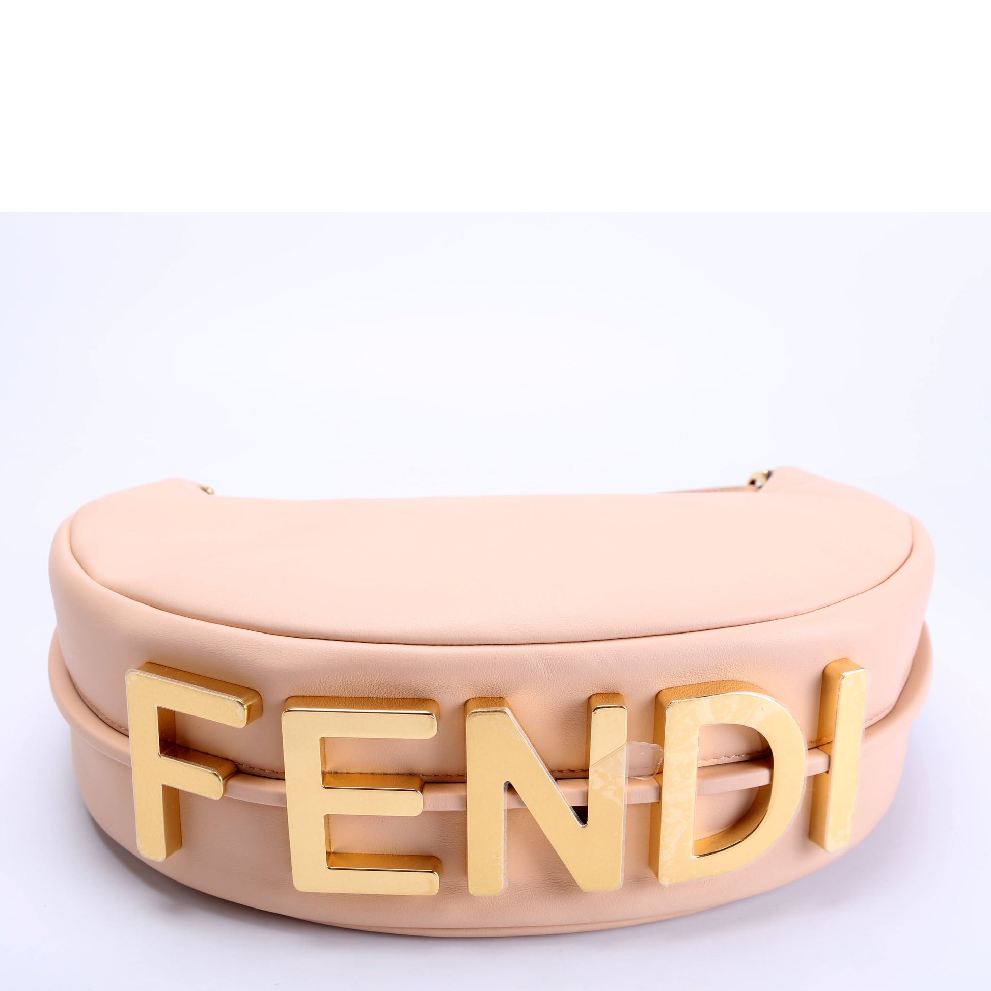 Fendi 8BR798graphy Small Leather Hobo Nude Bag