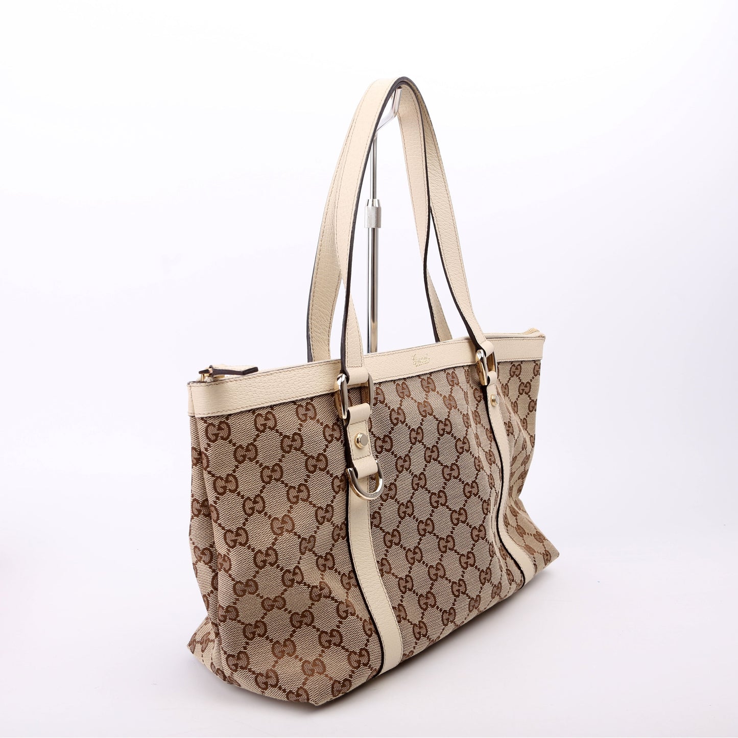Gucci 141470 GG Canvas Abbey Tote Cream Bag