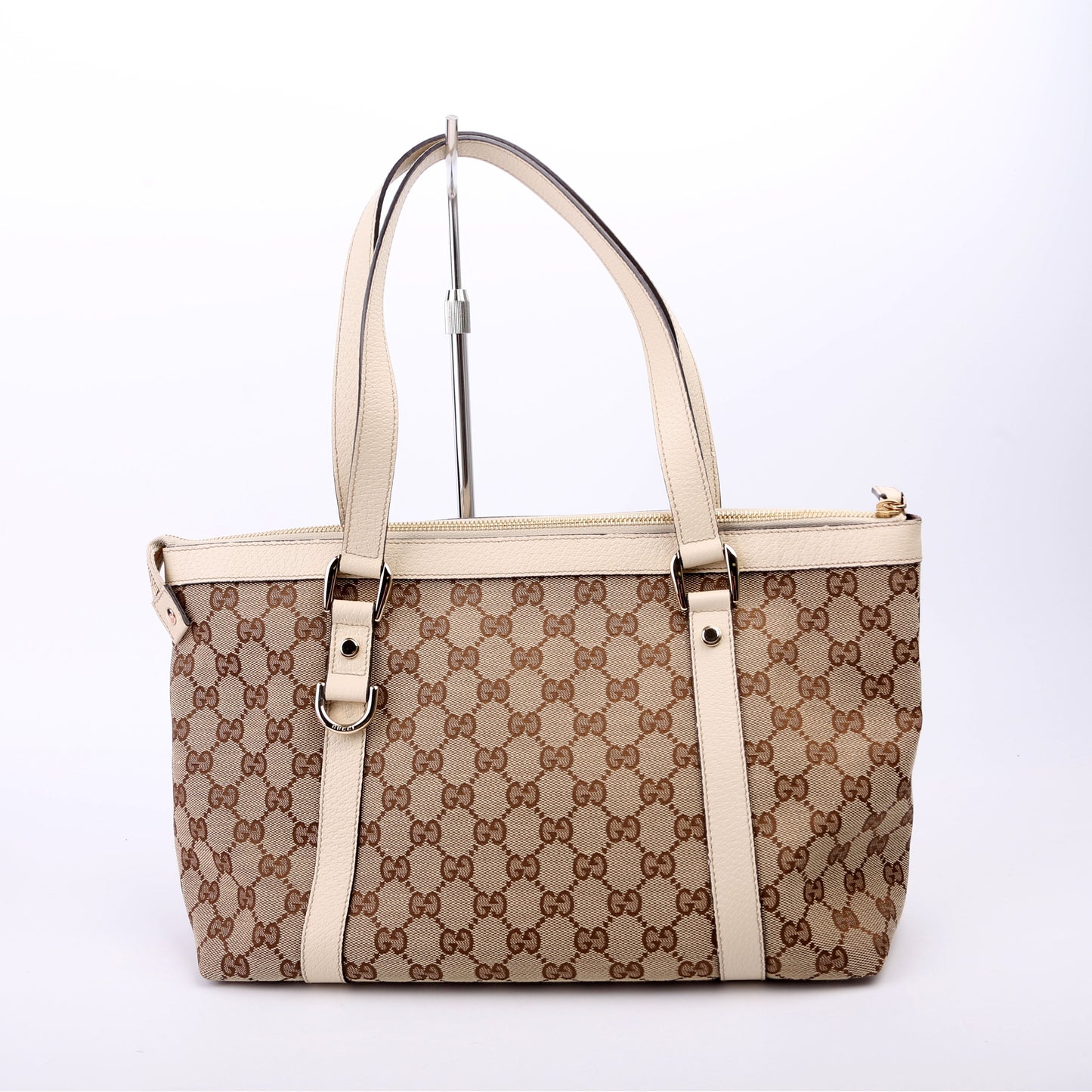 Gucci 141470 GG Canvas Abbey Tote Cream Bag