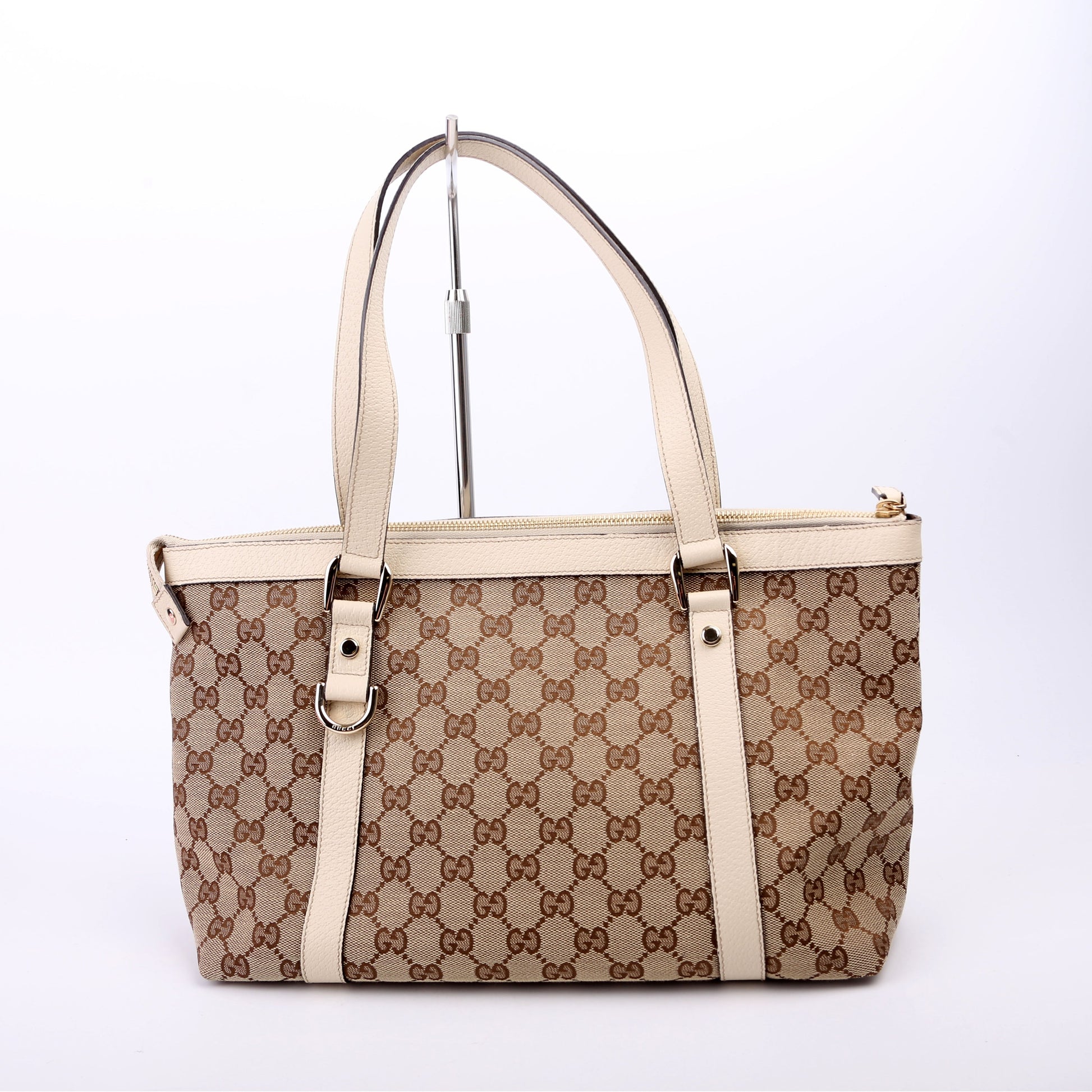 Gucci 141470 GG Canvas Abbey Tote Cream Bag