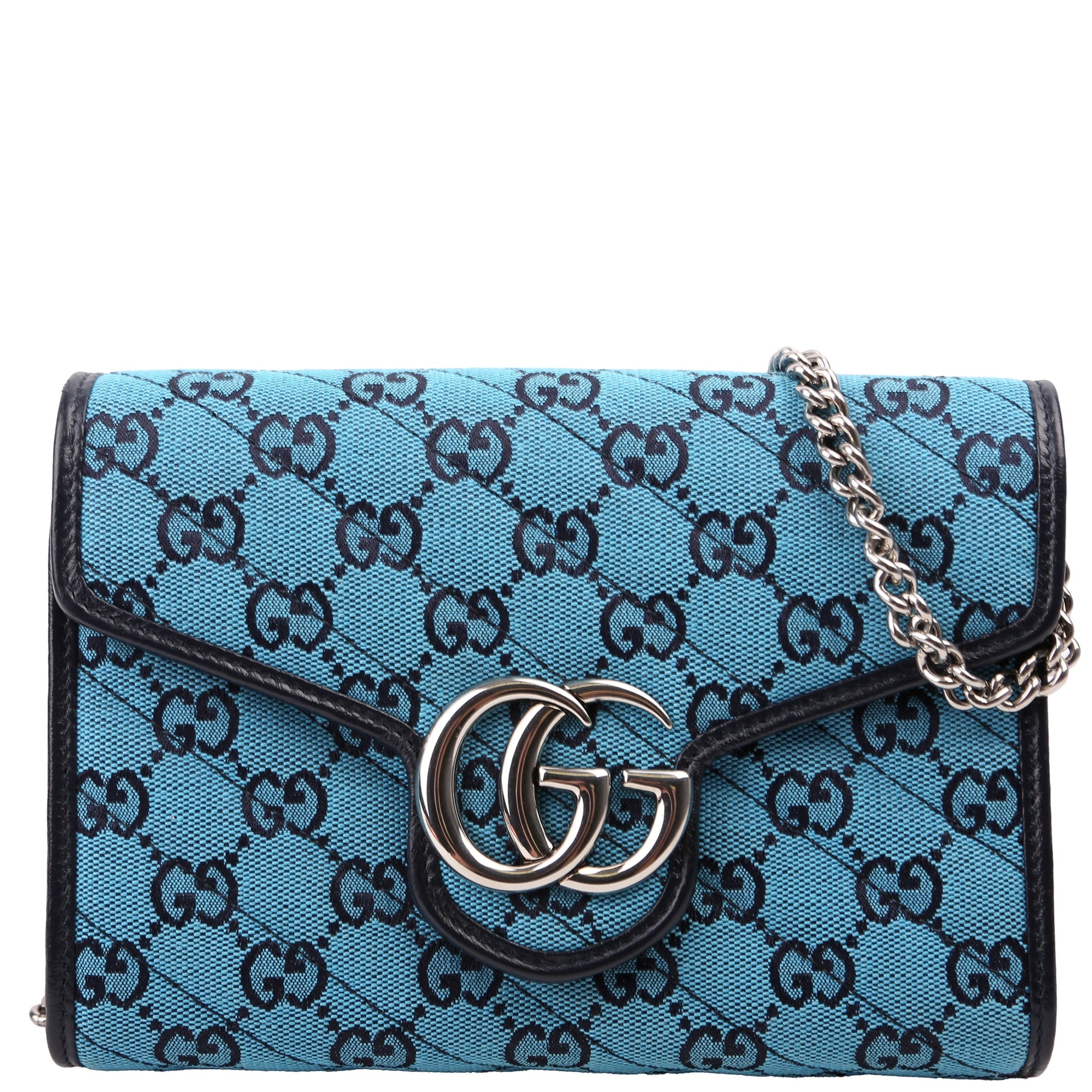 Gucci 474575 Marmont Chain Wallet Blue Bag