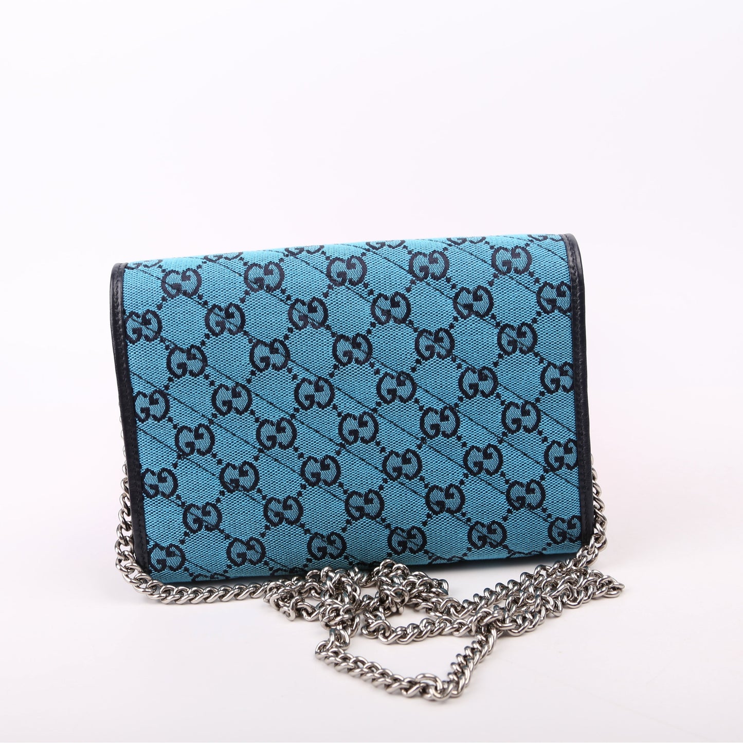 Gucci 474575 Marmont Chain Wallet Blue Bag