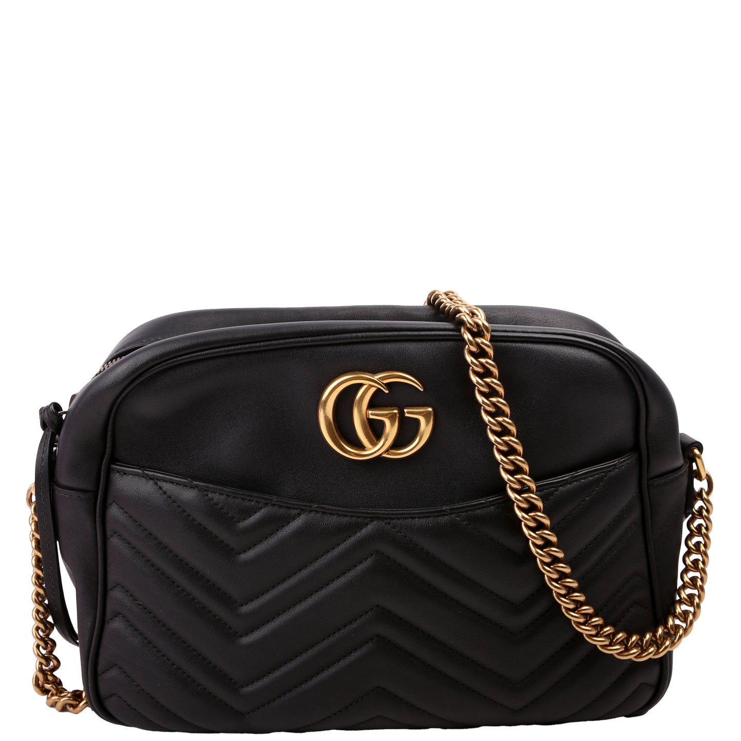 Gucci 443499 GG Marmont Medium Chain Black Bag