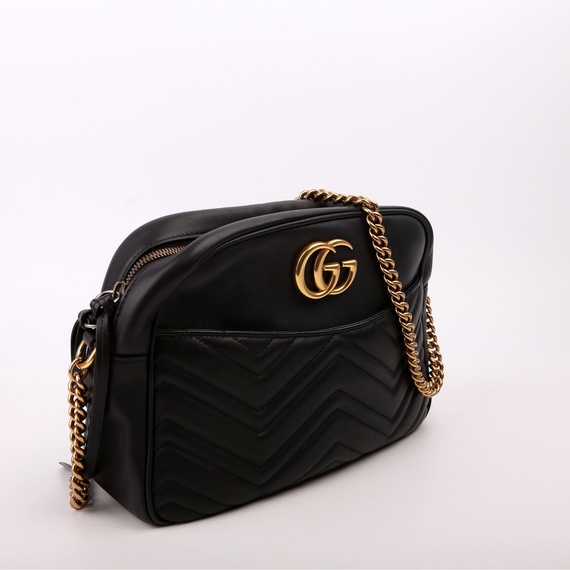 Gucci 443499 GG Marmont Medium Chain Black Bag