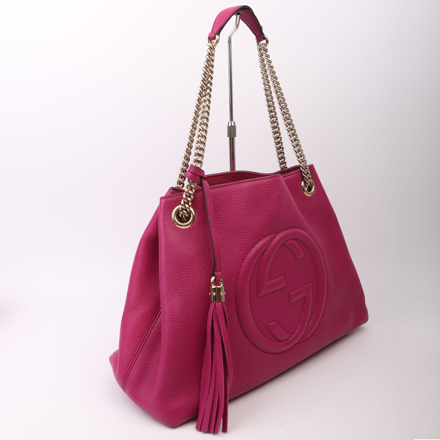 Gucci 308982 Soho Leather Shoulder Medium Magenta Bag