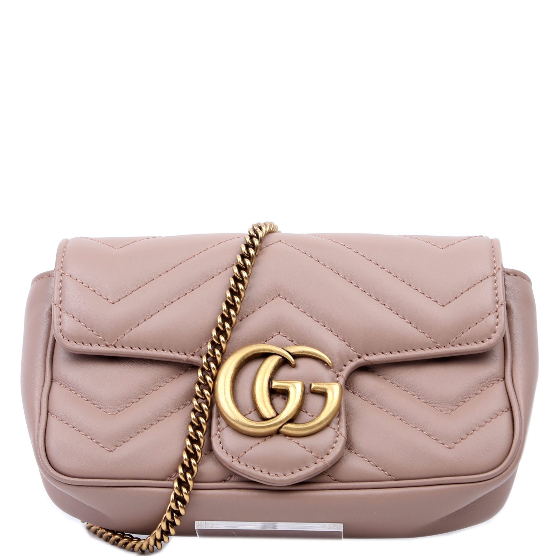 Gucci 476433 Marmont Leather Super Mini Flap Tan Bag
