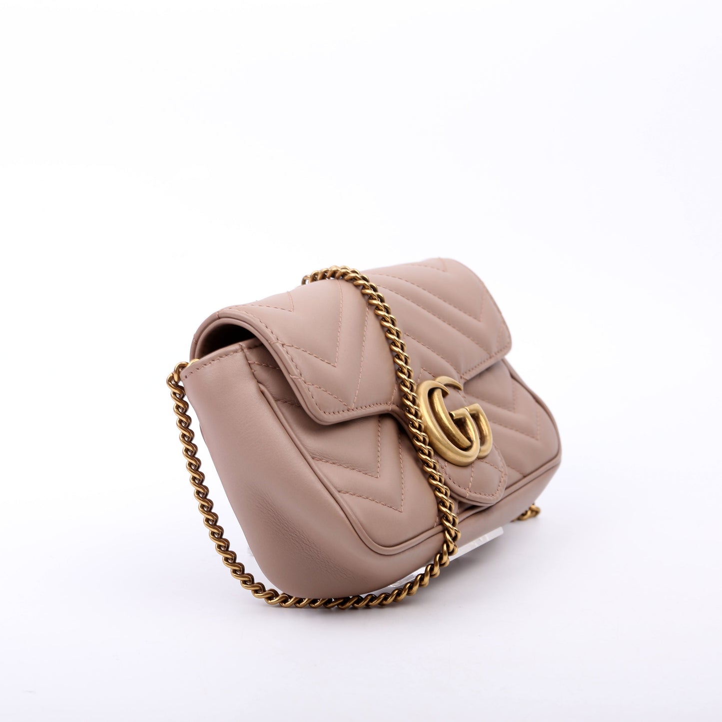 Gucci 476433 Marmont Leather Super Mini Flap Tan Bag