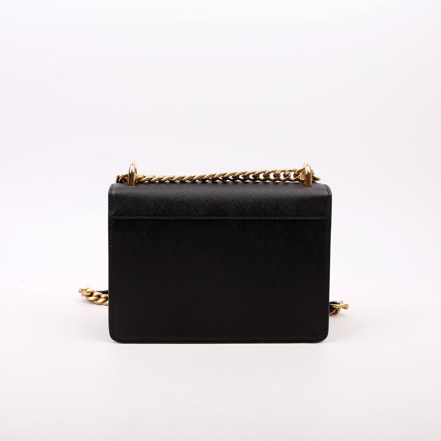 Prada 1BD133 Saffiano Chain Crossbody Black Bag