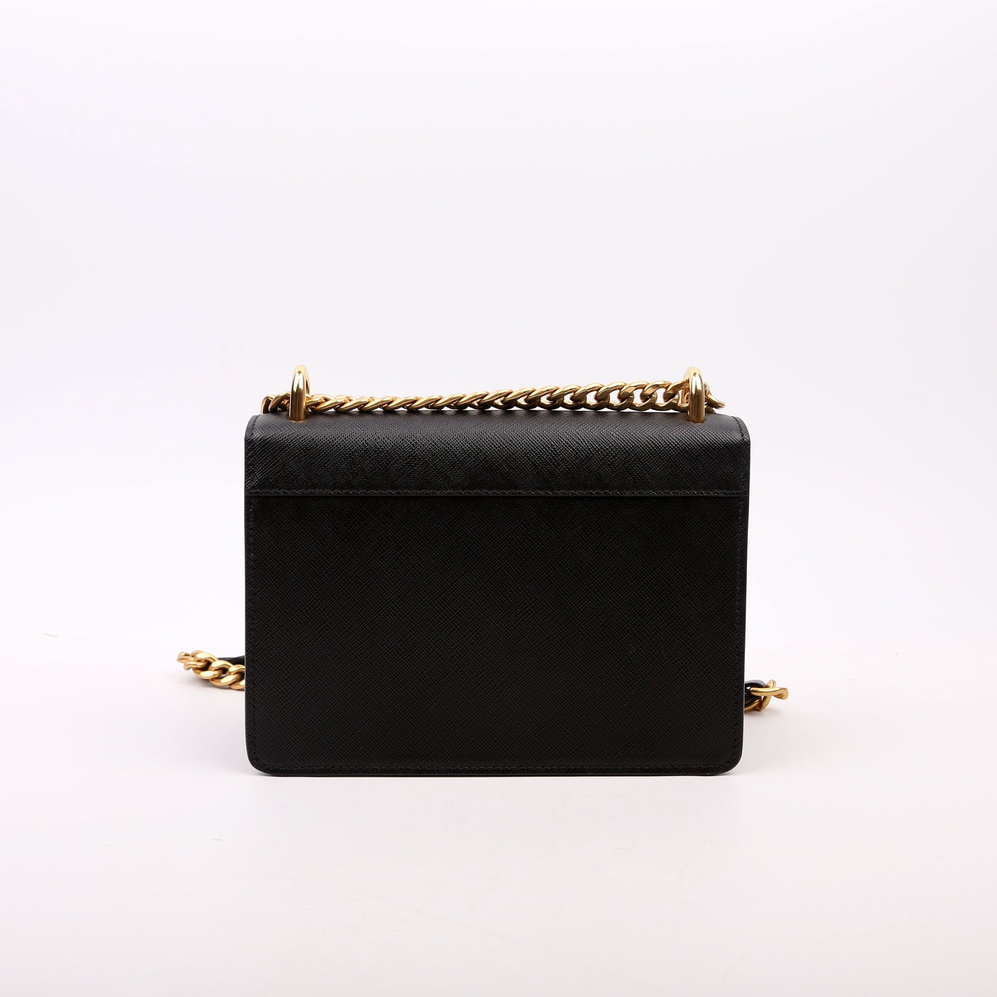 Prada 1BD133 Saffiano Chain Crossbody Black Bag