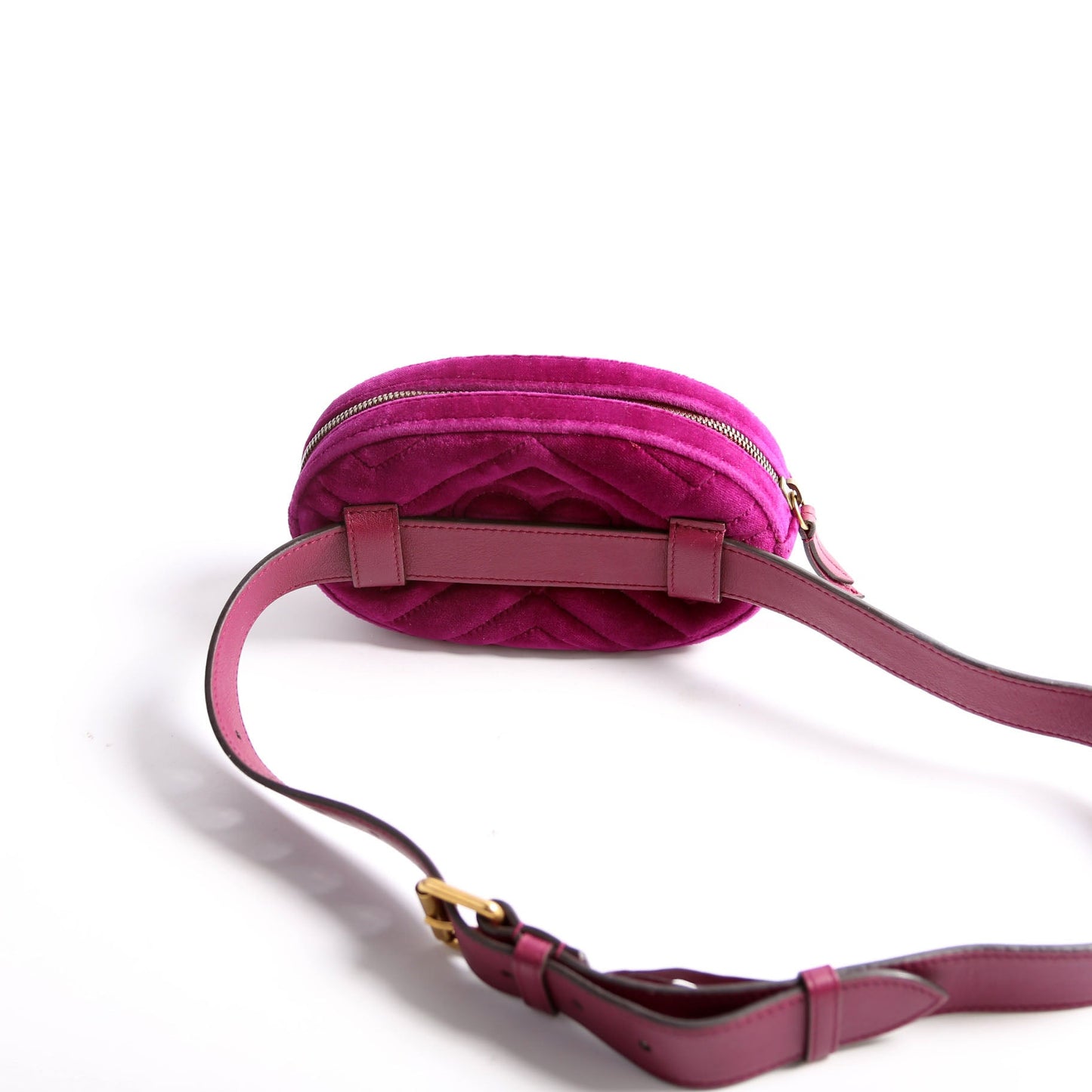 Gucci 476434 Marmont Velvet Belt Purple Bag