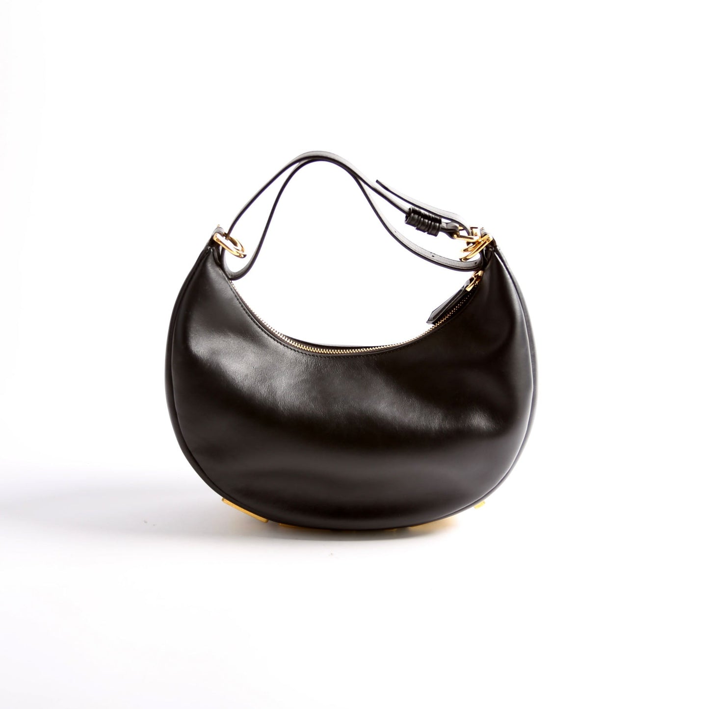 Fendi 8BR798graphy Small Leather Hobo Black Bag