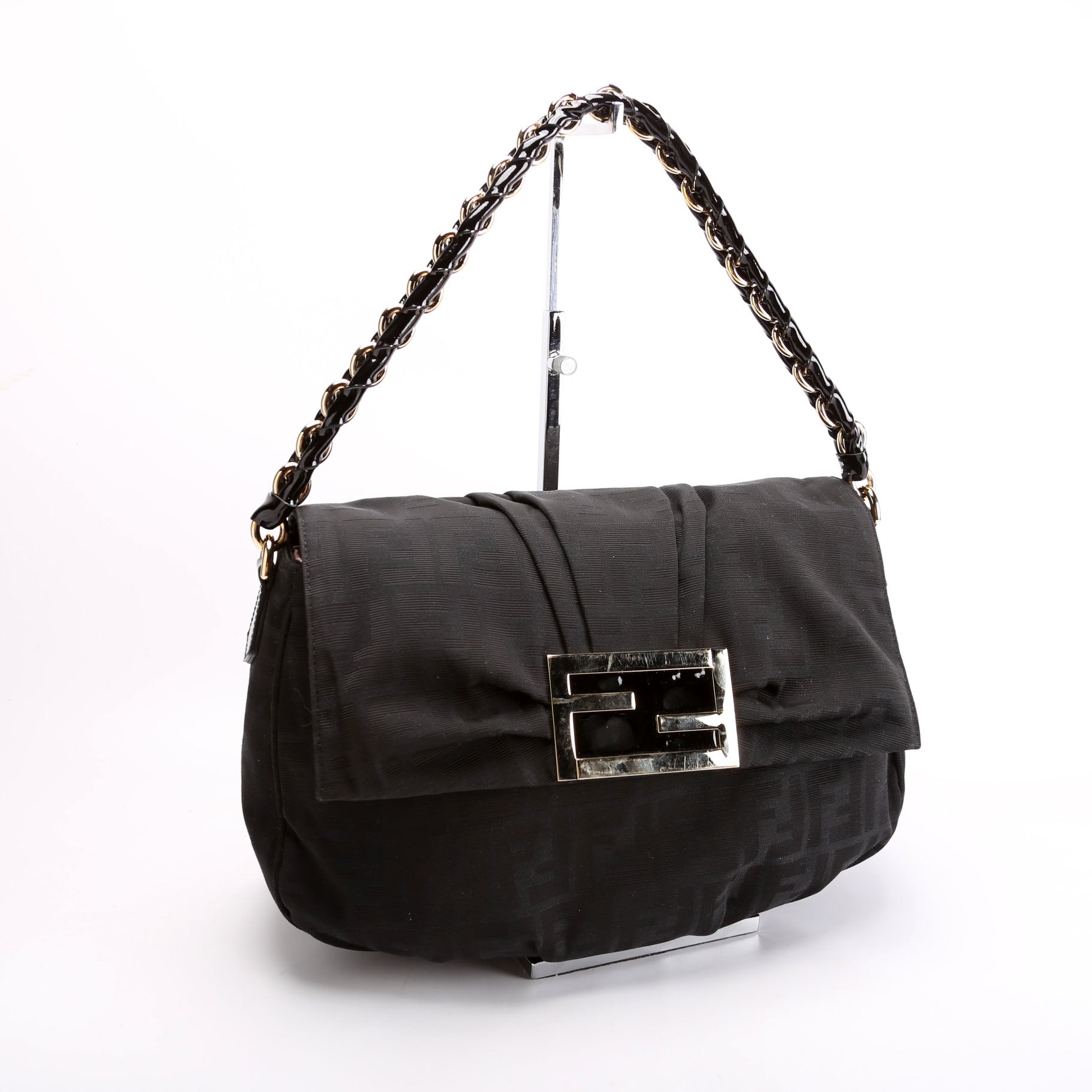 Fendi 8BR614 Zucca Mia Flap Black Bag