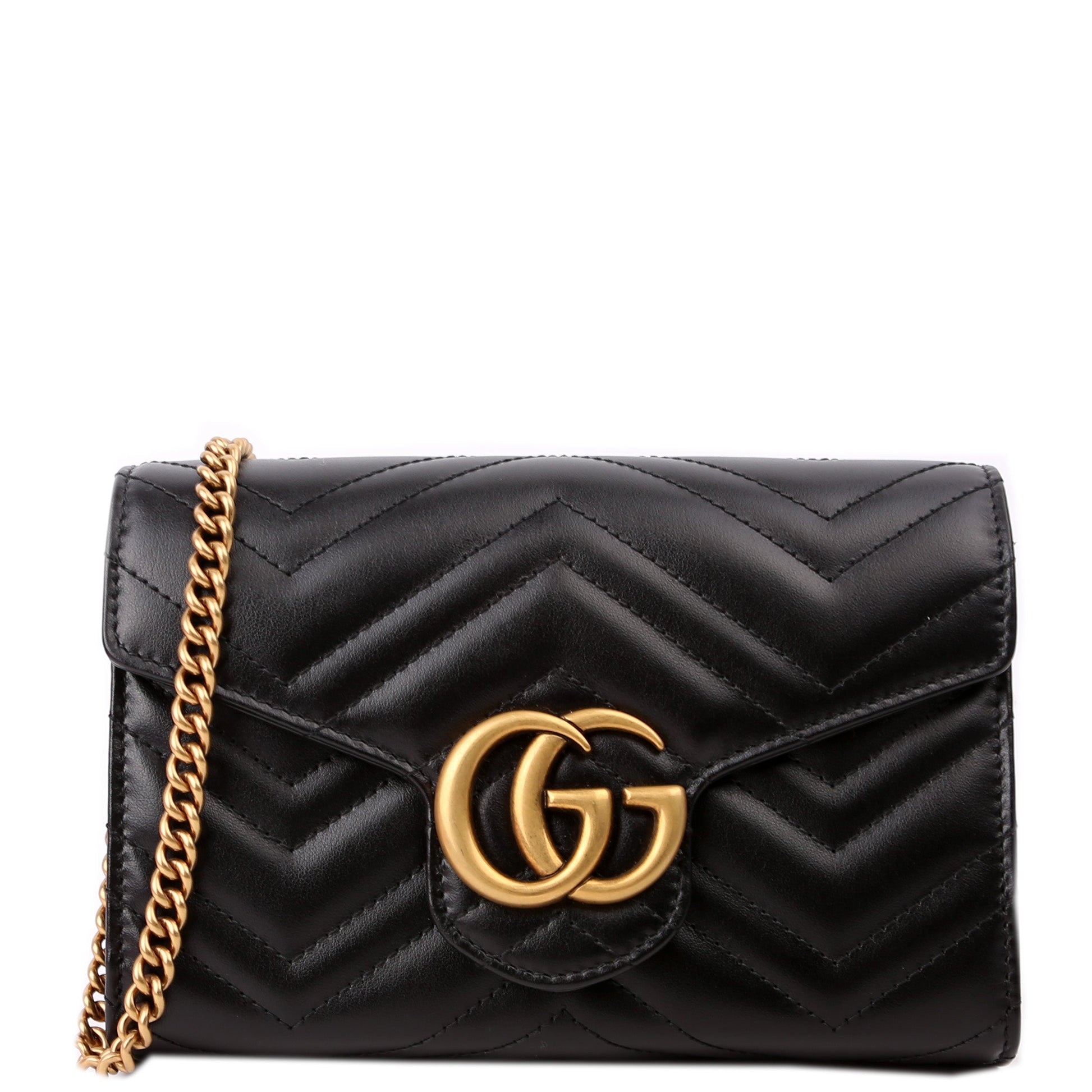 Gucci 474575 Marmont Chain Wallet Black Bag