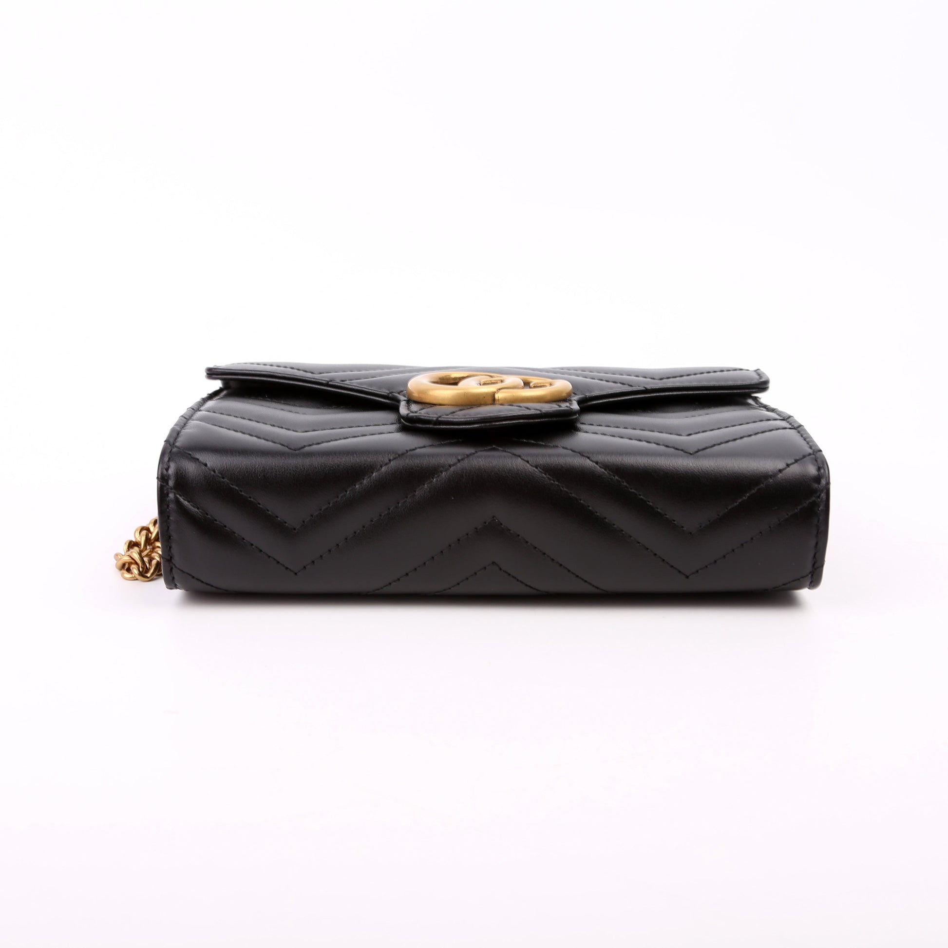 Gucci 474575 Marmont Chain Wallet Black Bag