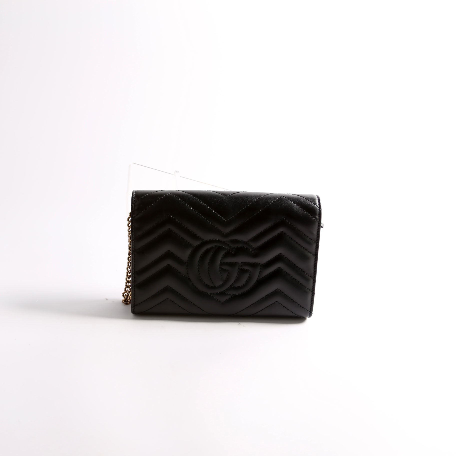 Gucci 474575 Marmont Chain Wallet Black Bag