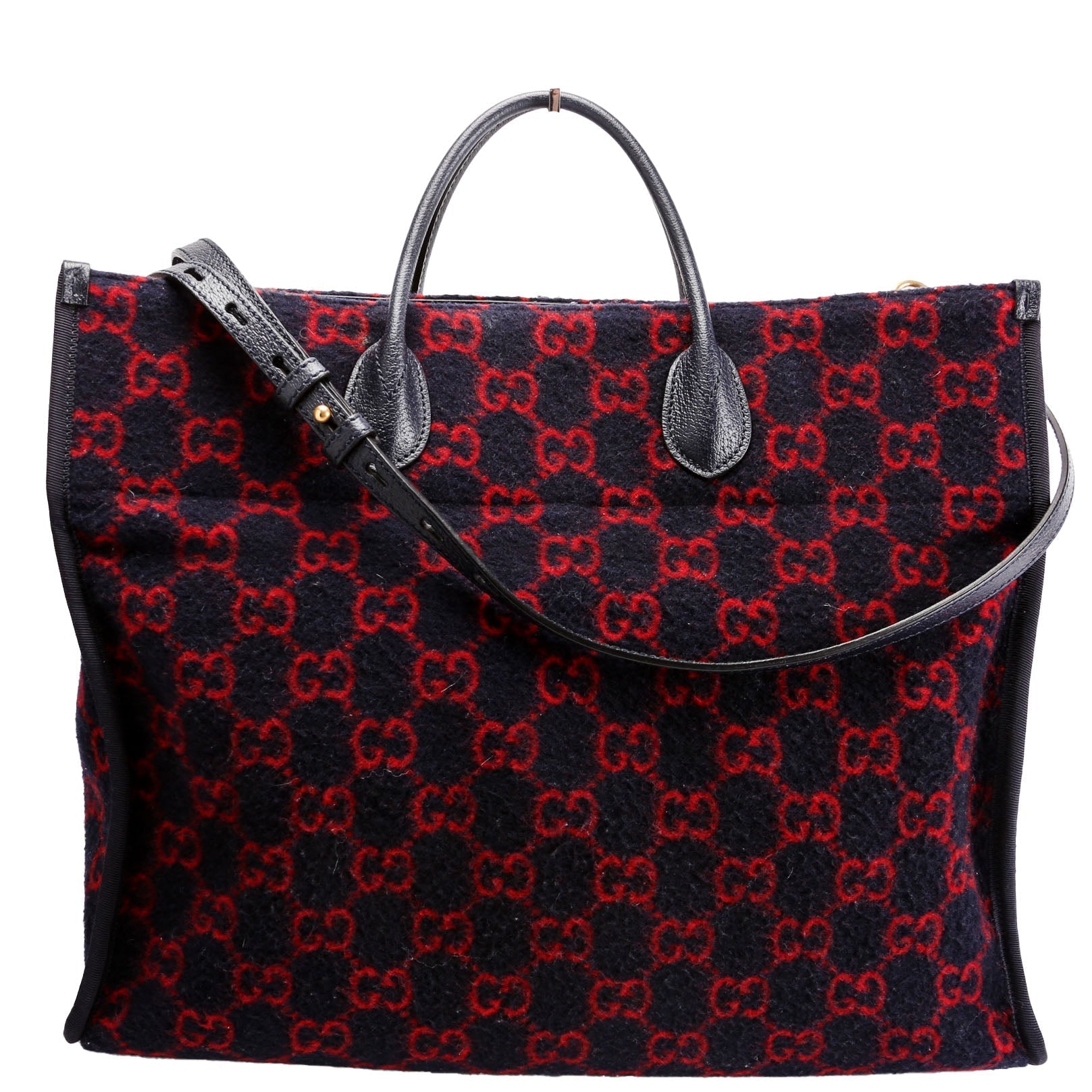 Gucci 598169 GG Wool Tote Navy Bag