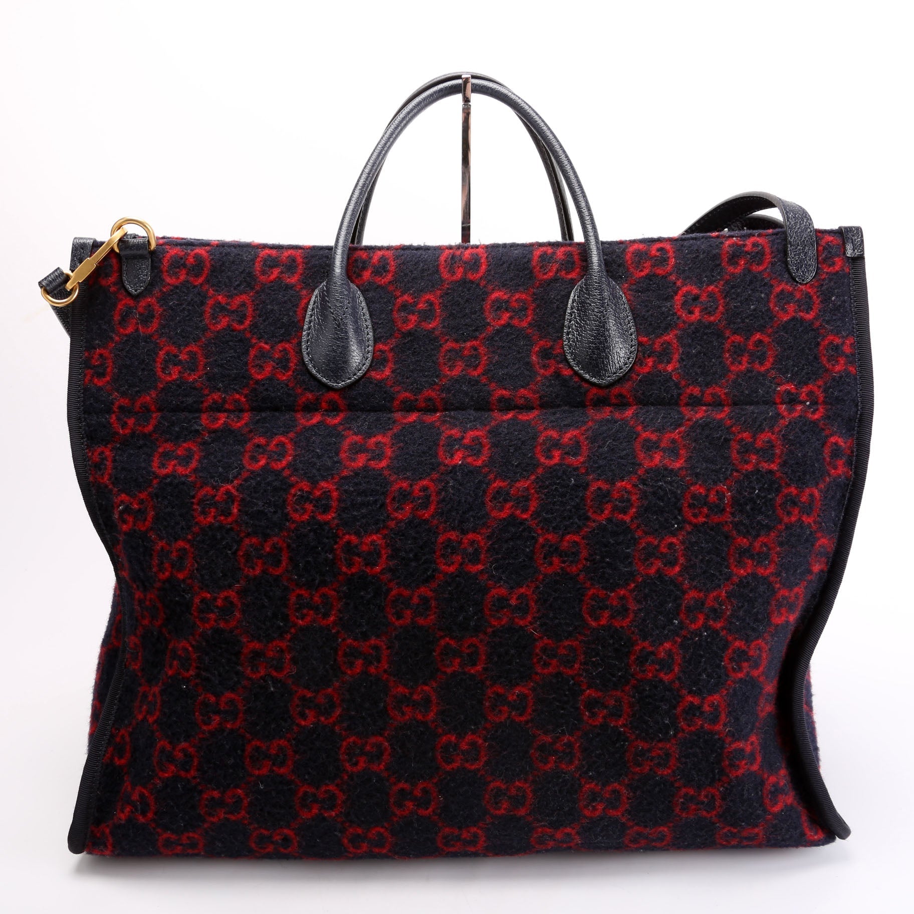 Gucci 598169 GG Wool Tote Navy Bag