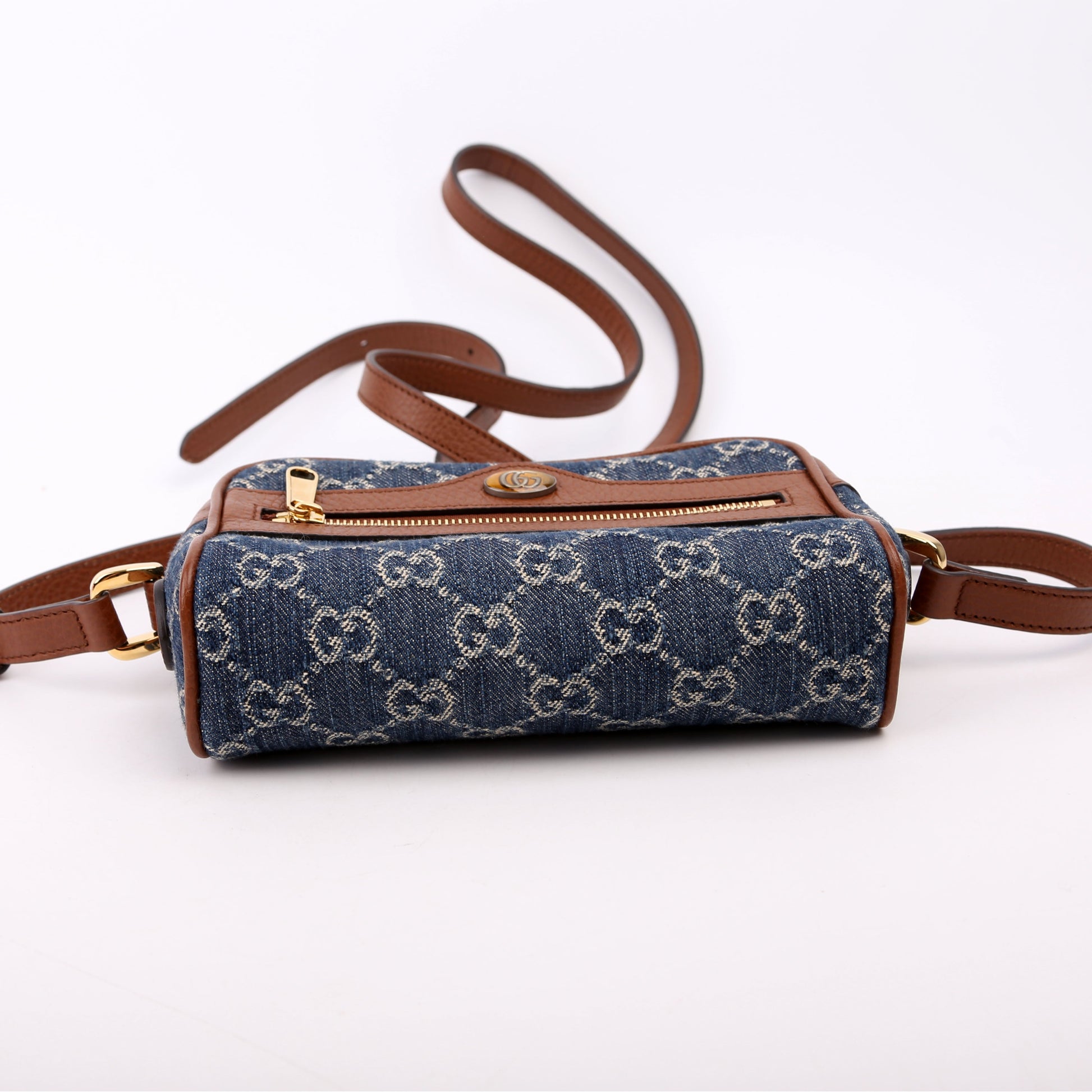 Gucci 517350 GG Denim Mini Ophidia Bag