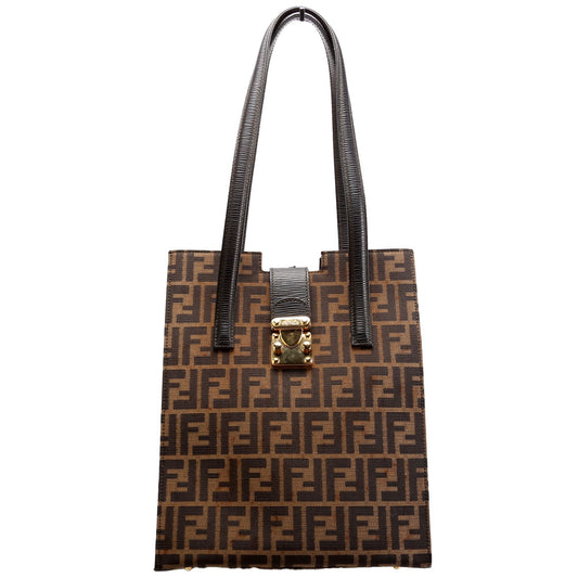 Fendi FF Zucca Vertical Tote Brown/Black Bag