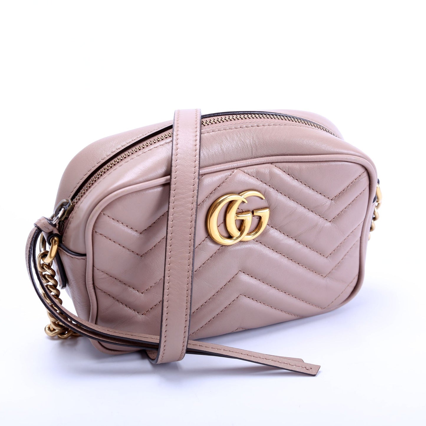 Gucci 448065 Marmont Mini Camera Tan Bag