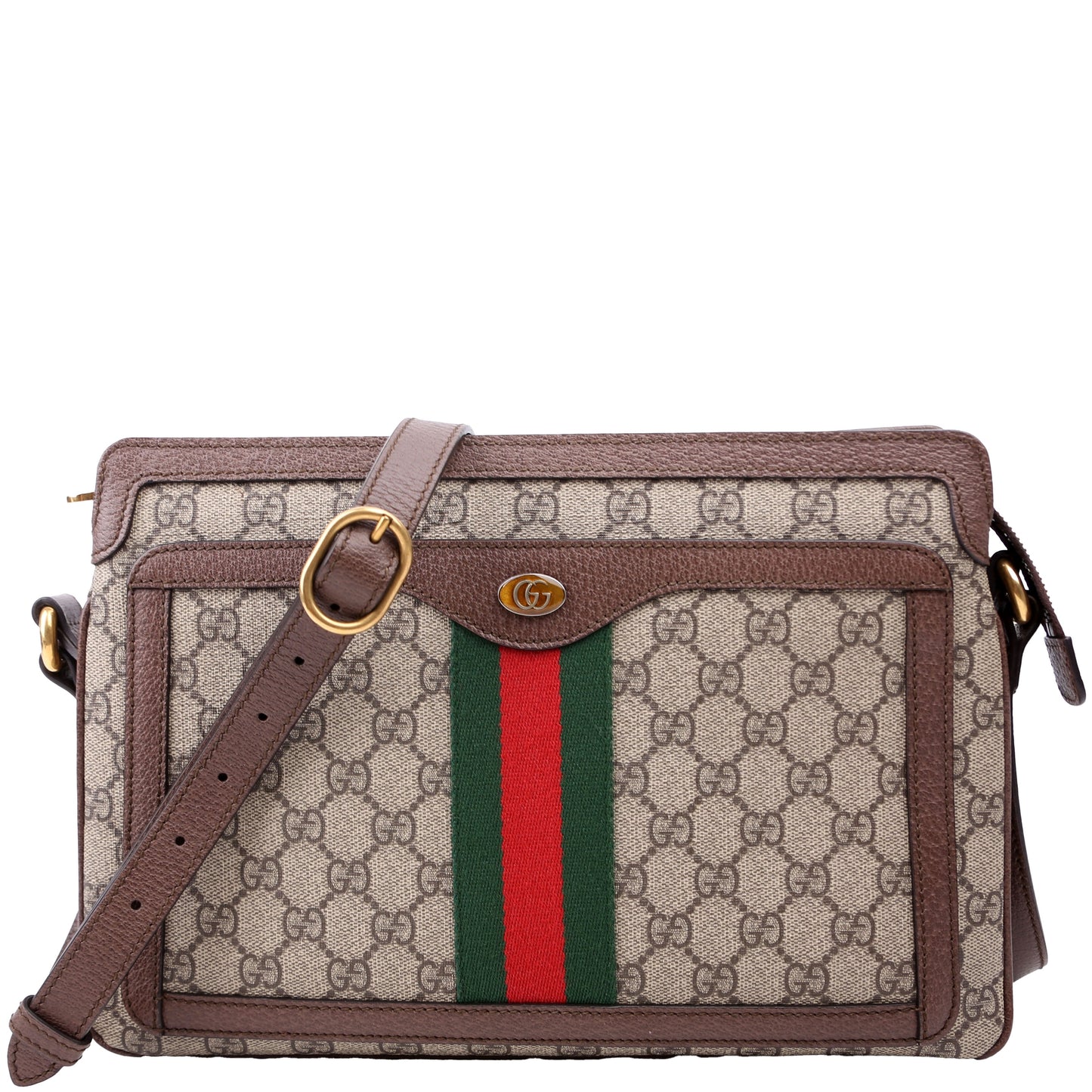 Gucci 523354 GG Supreme Ophidia Medium Shoulder Brown Bag