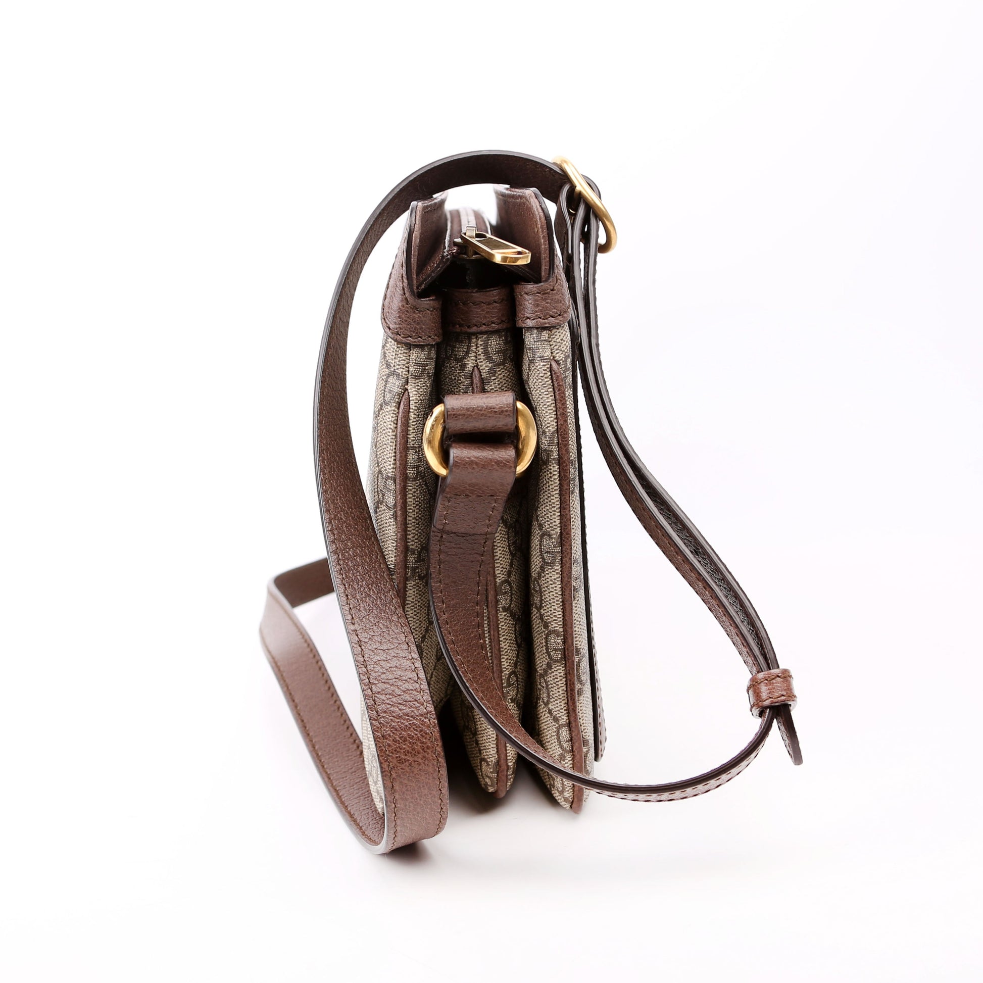 Gucci 523354 GG Supreme Ophidia Medium Shoulder Brown Bag