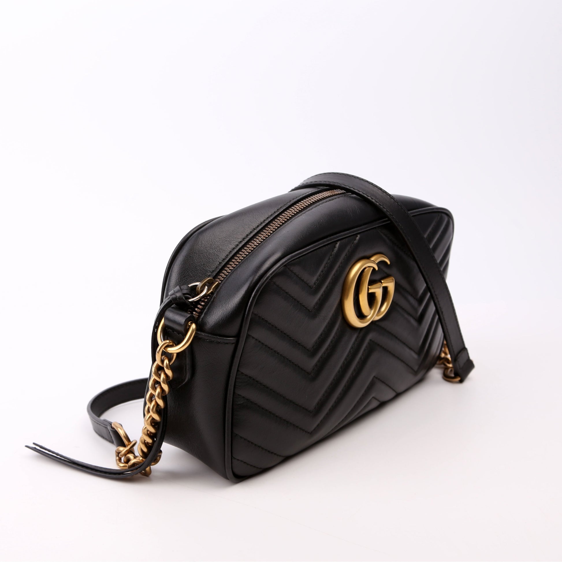 Gucci 447632 Marmont Small Leather Camera Black Bag