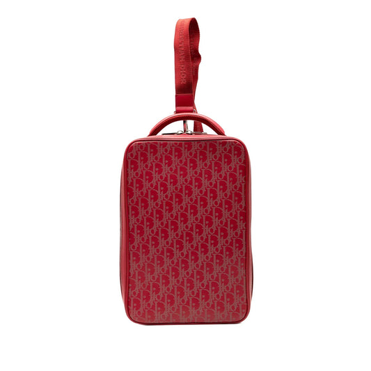 Red Dior Oblique Perforated Calfskin Galaxy World Tour Shoe Case Satchel
