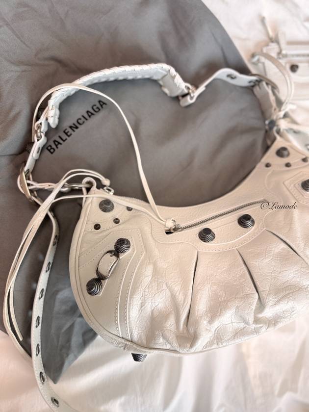 Luxury Balenciaga Trending 2026 Le Cagole Small Leather Shoulder Bag White
