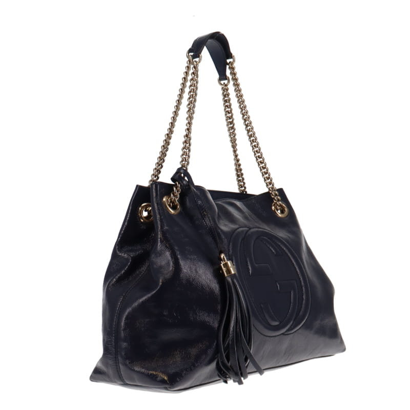 Gucci Soho Purple Leather Chain Tote Style 1