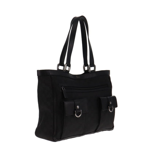 Gucci Abbey Black Leather Nylon Tote