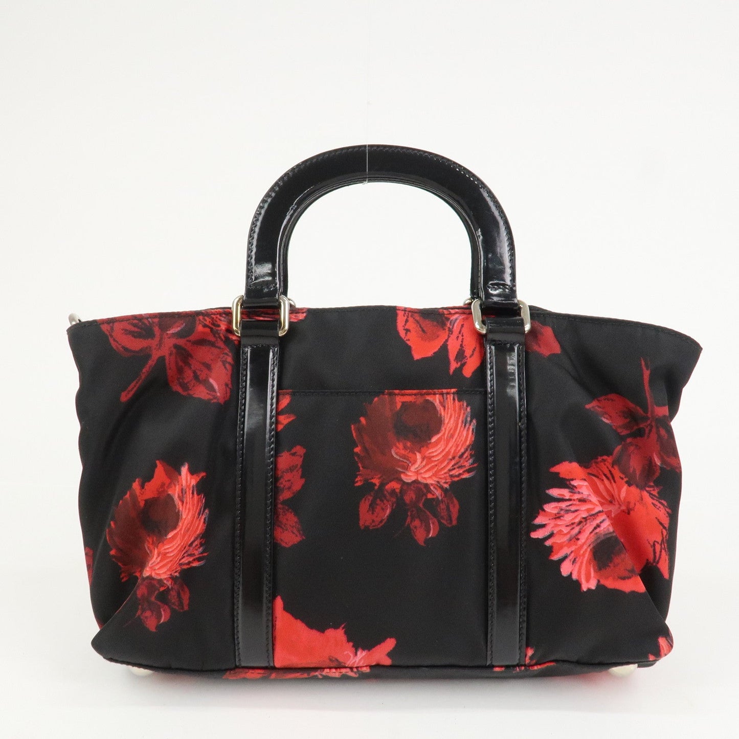 PRADA Triangle Logo Nylon Leather 2Way Tote Bag Hand Bag BN1066