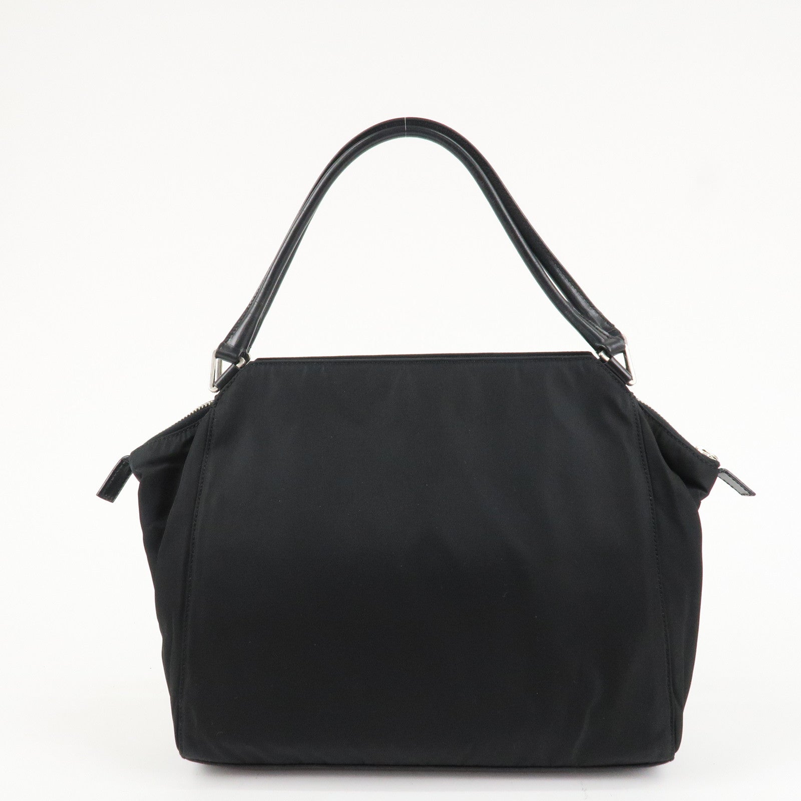 PRADA Triangle Logo Nylon Leather Tote Bag Shoulder Bag B11093