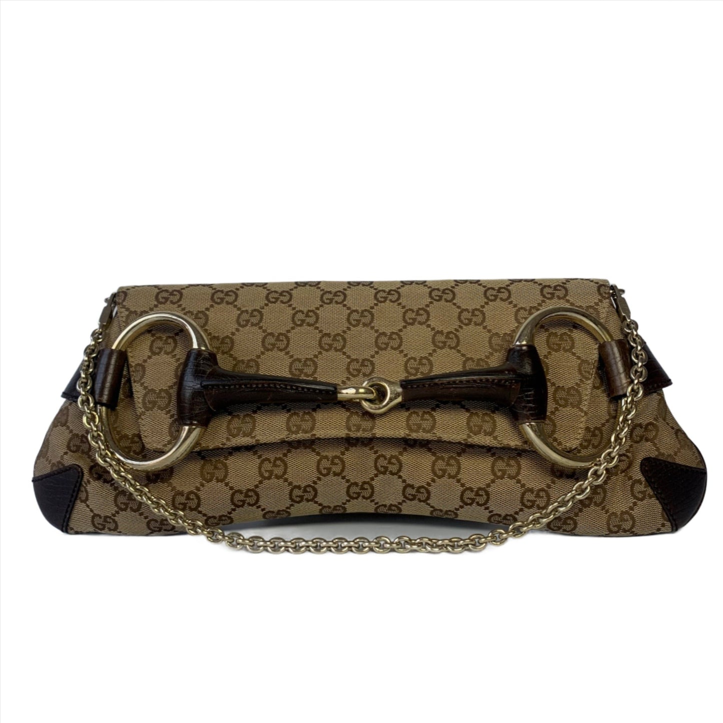 Iconic 2003 Gucci Horsebit 1955 Cloth Black Monogram Shoulder bag
