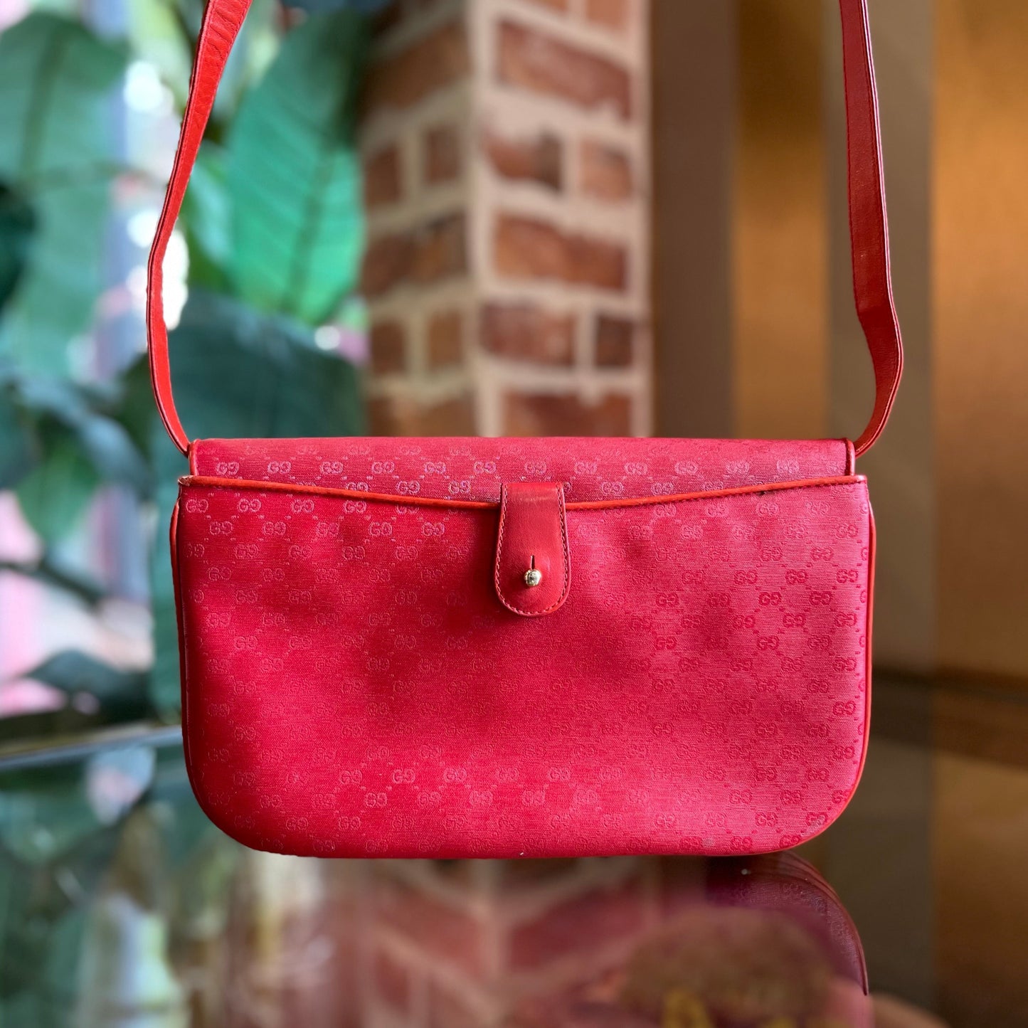 GUCCI Red Micro GG Canvas Crossbody Bag